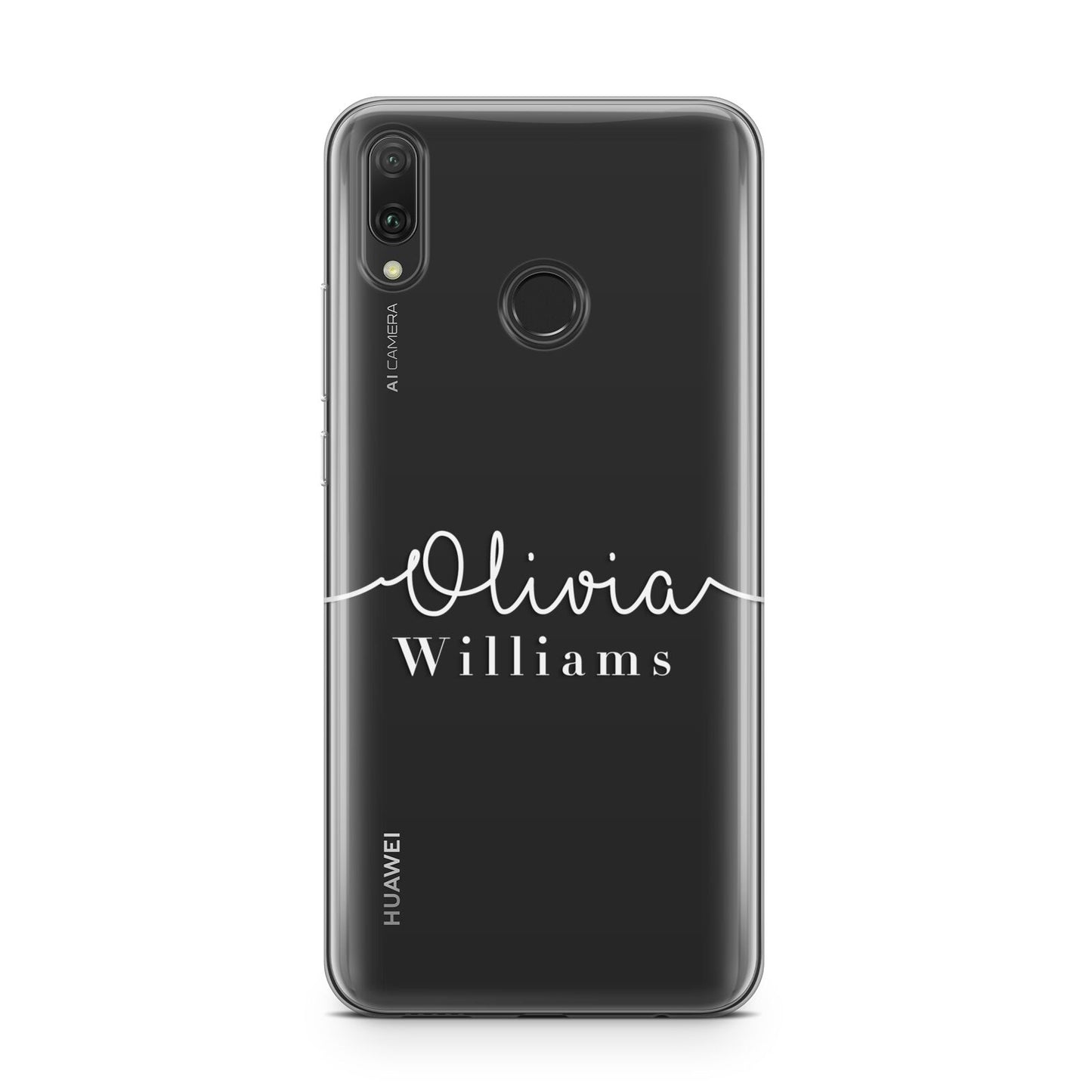 Personalised Signature Typography White Huawei Y9 2019