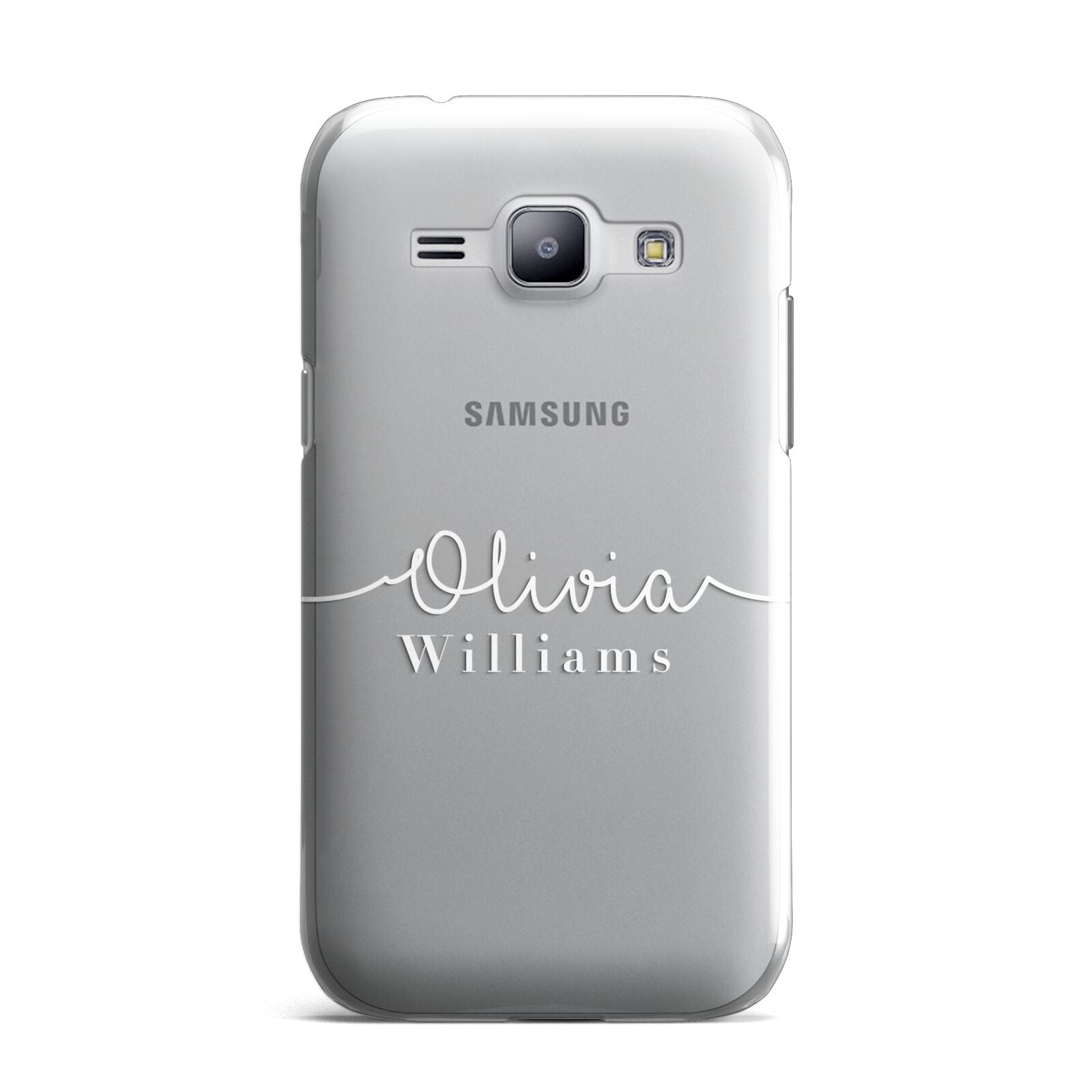 Personalised Signature Typography White Samsung Galaxy J1 2015 Case