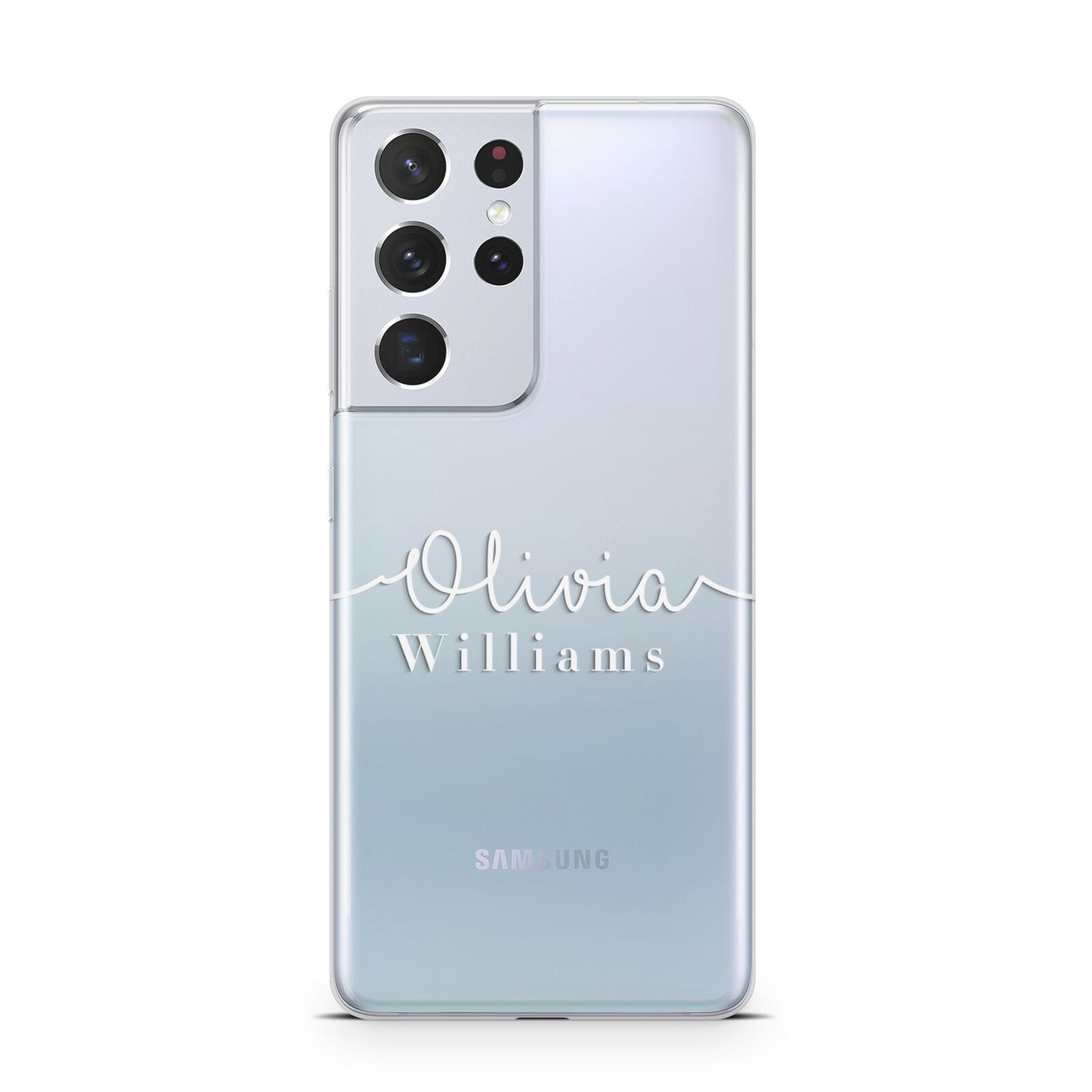 Personalised Signature Typography White Samsung S21 Ultra Case