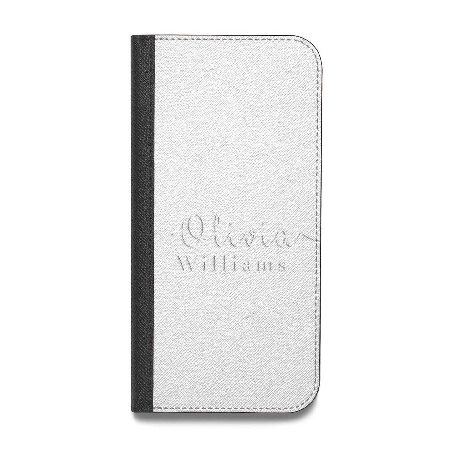 Personalised Signature Typography White Vegan Leather Flip iPhone Case