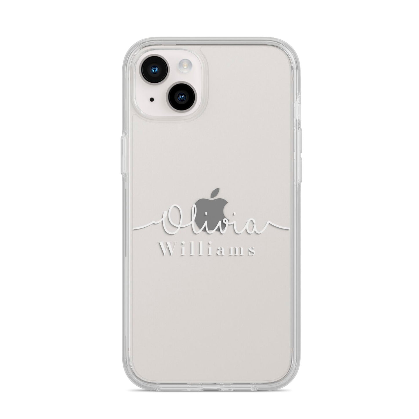 Personalised Signature Typography White iPhone 14 Plus Clear Tough Case Starlight