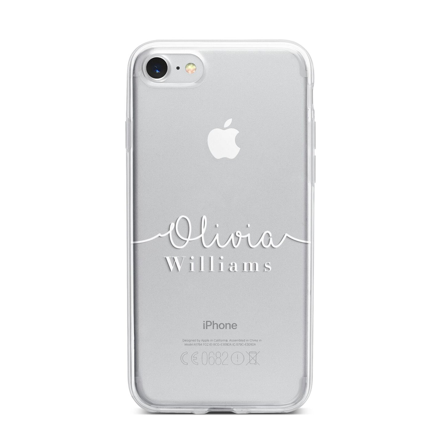 Personalised Signature Typography White iPhone 7 Bumper Case on Silver iPhone