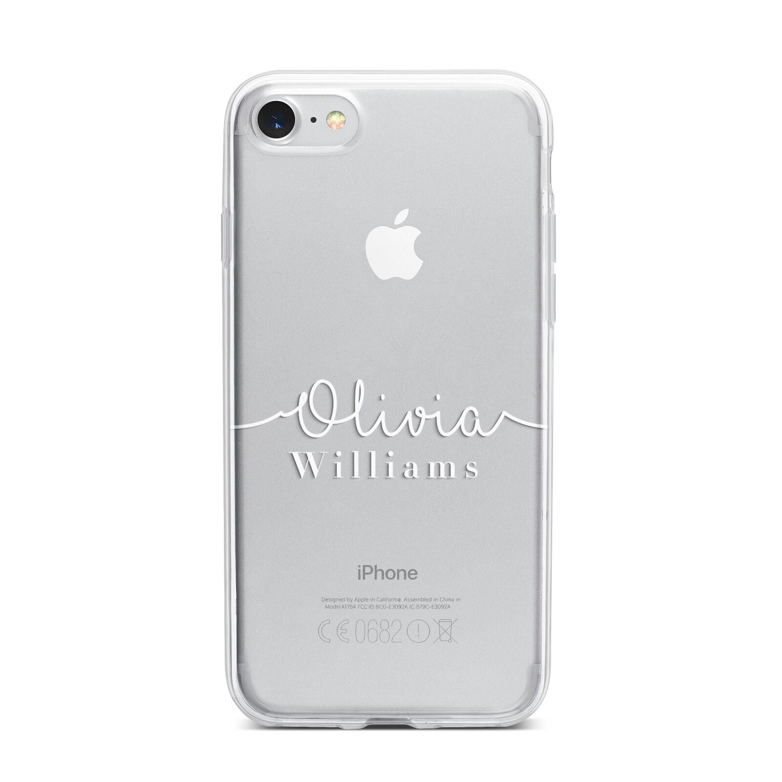 Personalised Signature Typography White iPhone 7 Bumper Case on Silver iPhone