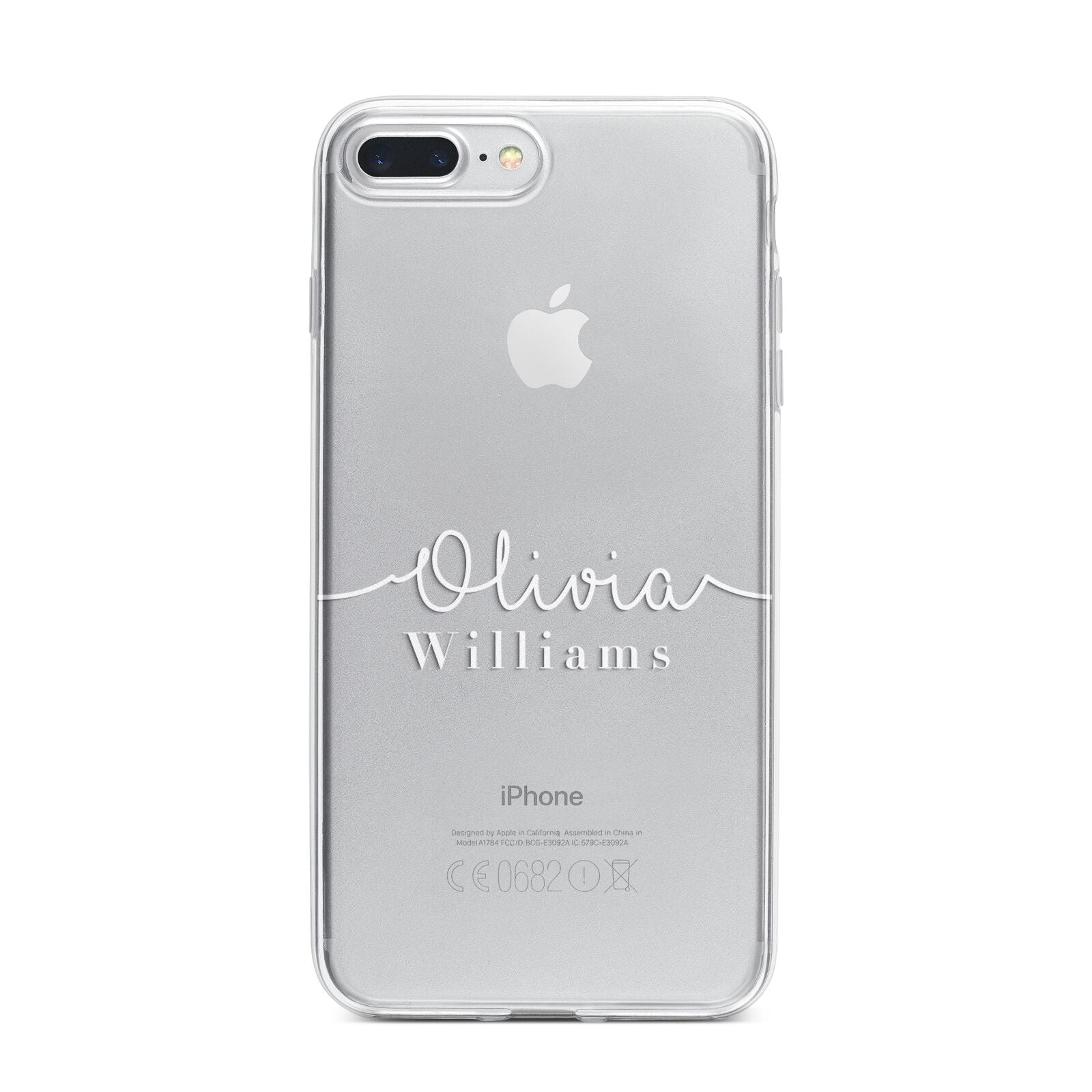 Personalised Signature Typography White iPhone 7 Plus Bumper Case on Silver iPhone