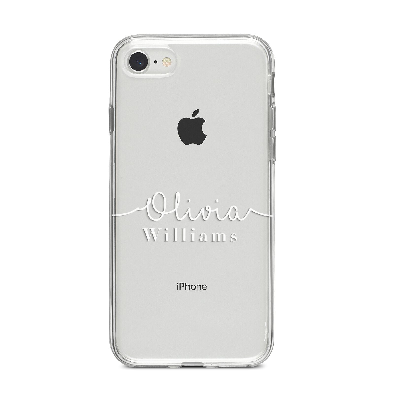 Personalised Signature Typography White iPhone 8 Bumper Case on Silver iPhone