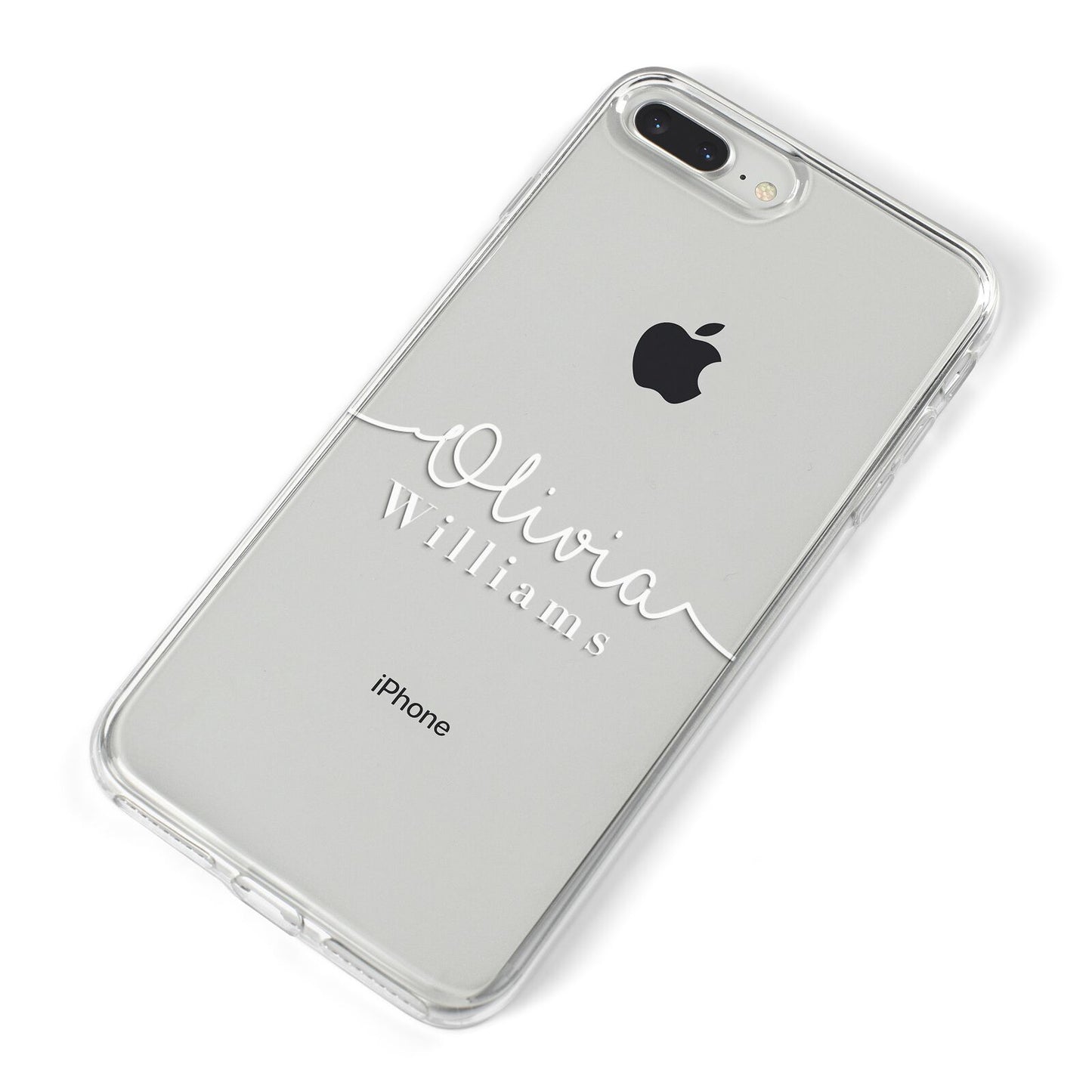 Personalised Signature Typography White iPhone 8 Plus Bumper Case on Silver iPhone Alternative Image