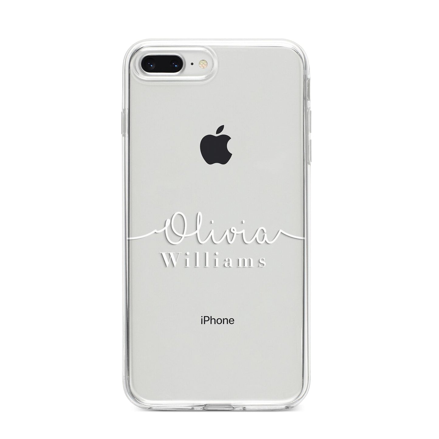 Personalised Signature Typography White iPhone 8 Plus Bumper Case on Silver iPhone