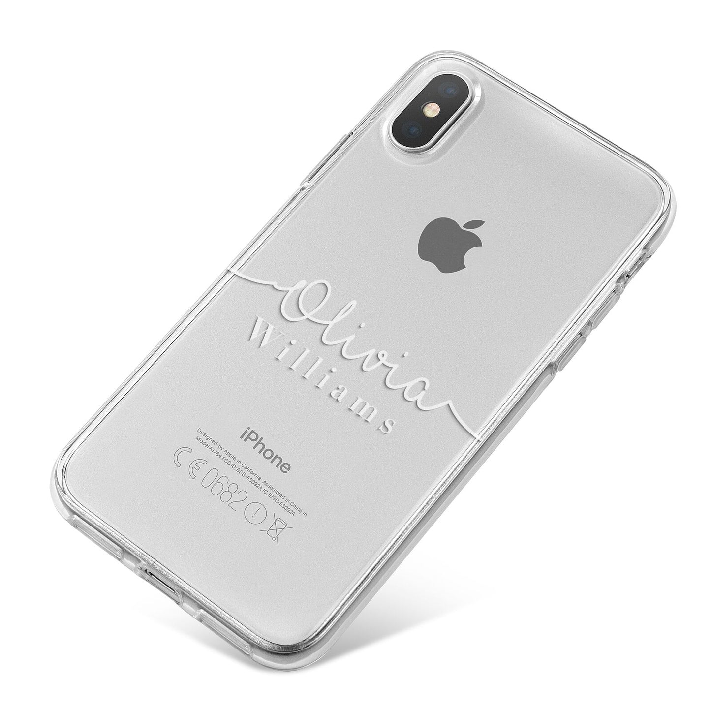 Personalised Signature Typography White iPhone X Bumper Case on Silver iPhone