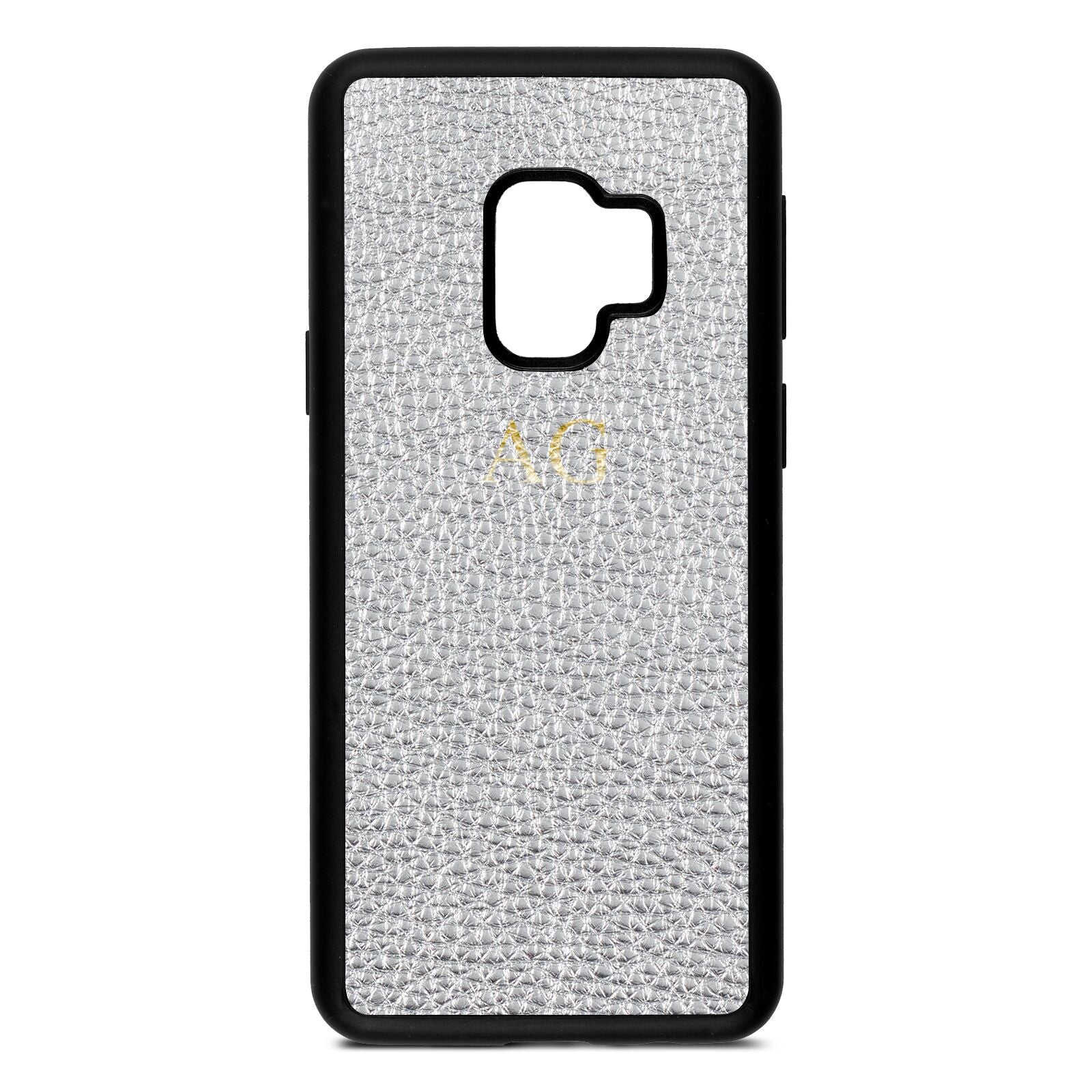 Personalised Silver Pebble Leather Samsung S9 Case