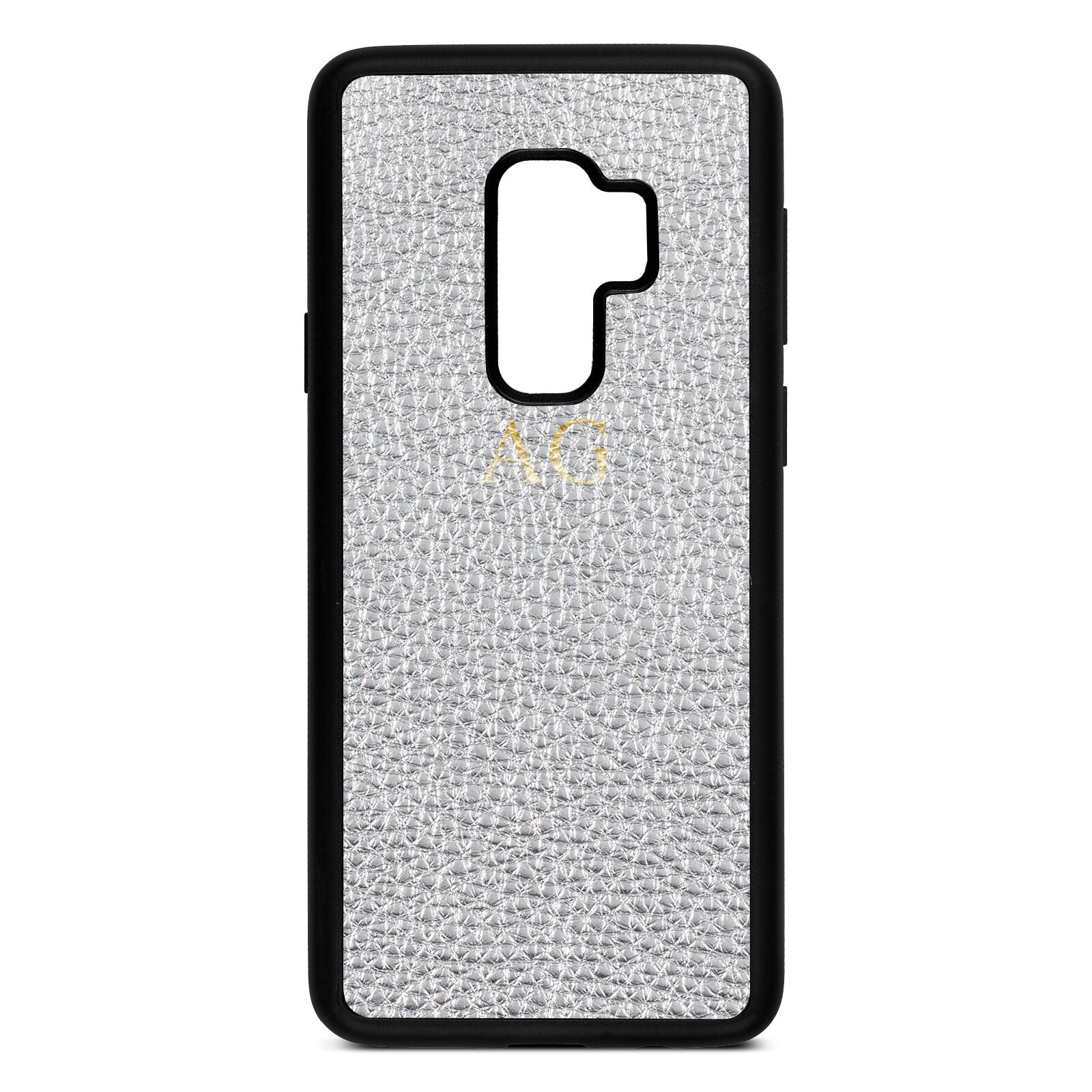 Personalised Silver Pebble Leather Samsung S9 Plus Case