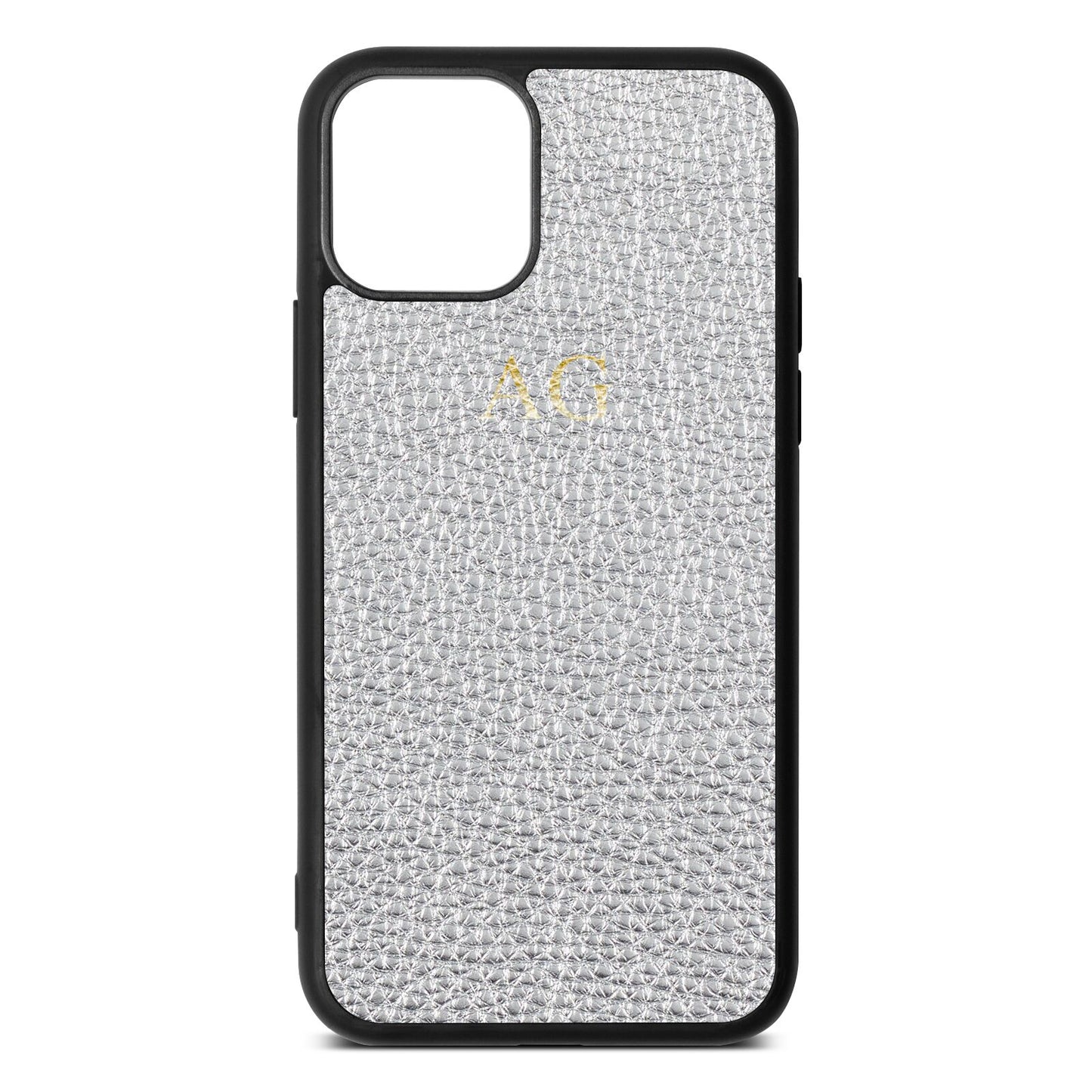 Personalised Silver Pebble Leather iPhone 11 Case