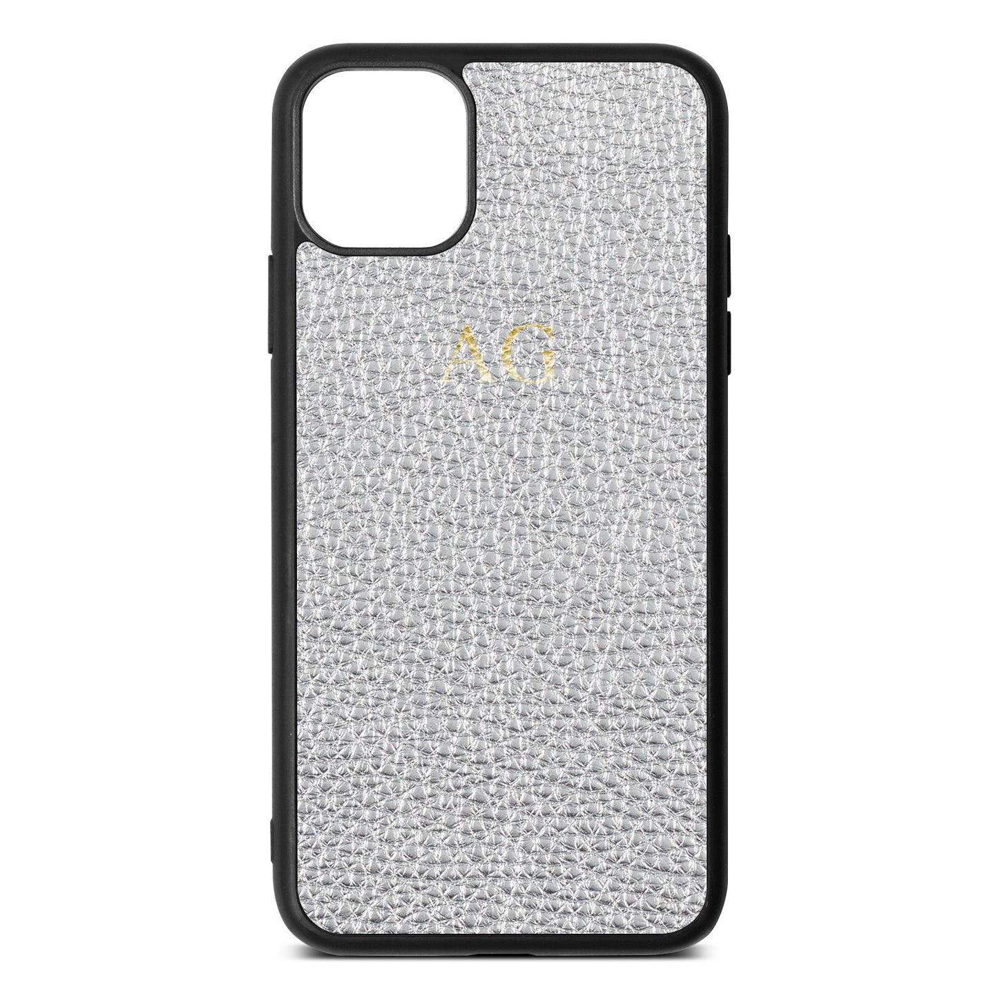 Personalised Silver Pebble Leather iPhone 11 Pro Max Case