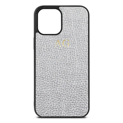 Personalised Silver Pebble Leather iPhone 12 Pro Max Case