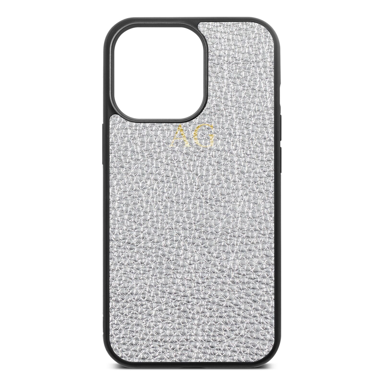 Personalised Silver Pebble Leather iPhone 13 Pro Case