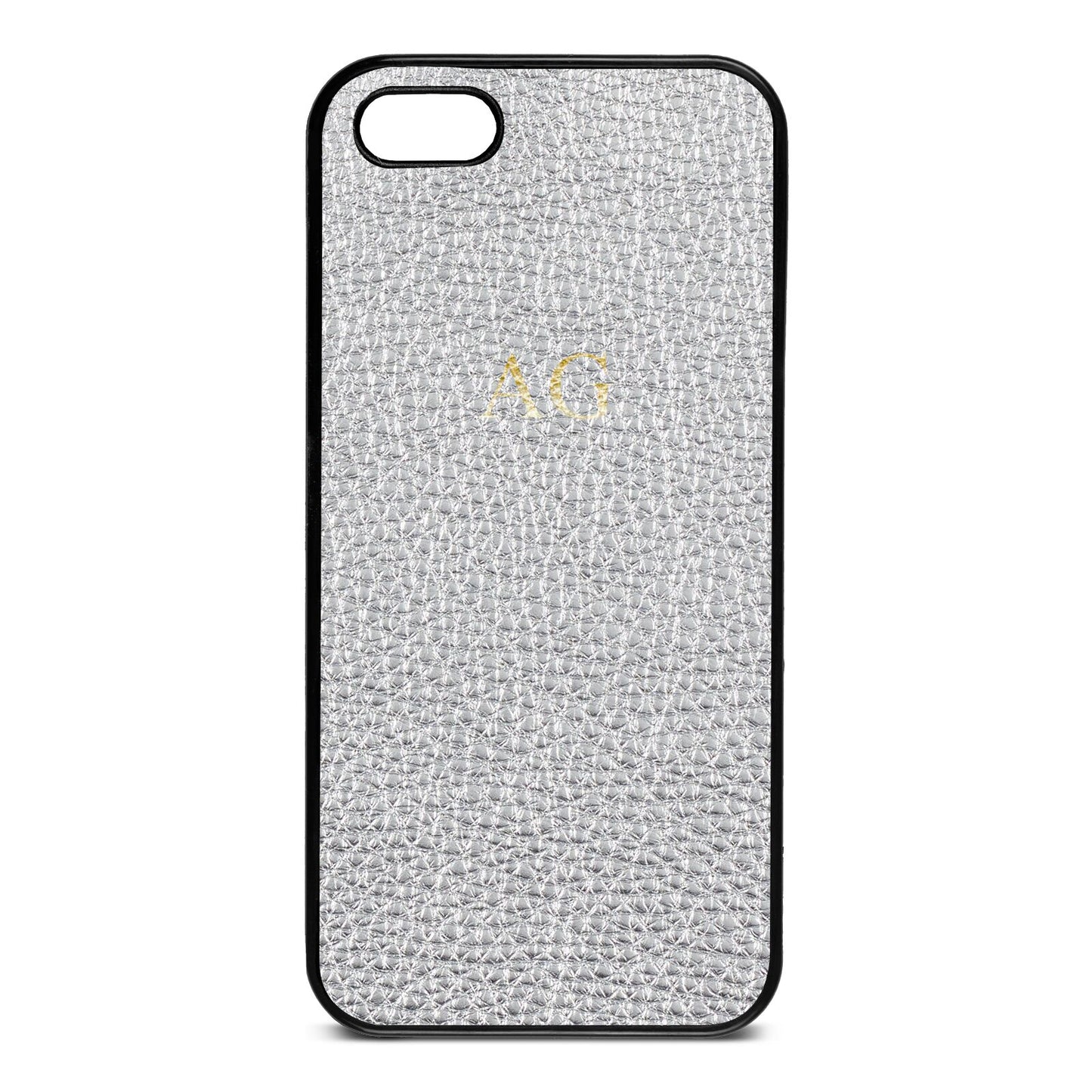 Personalised Silver Pebble Leather iPhone 5 Case