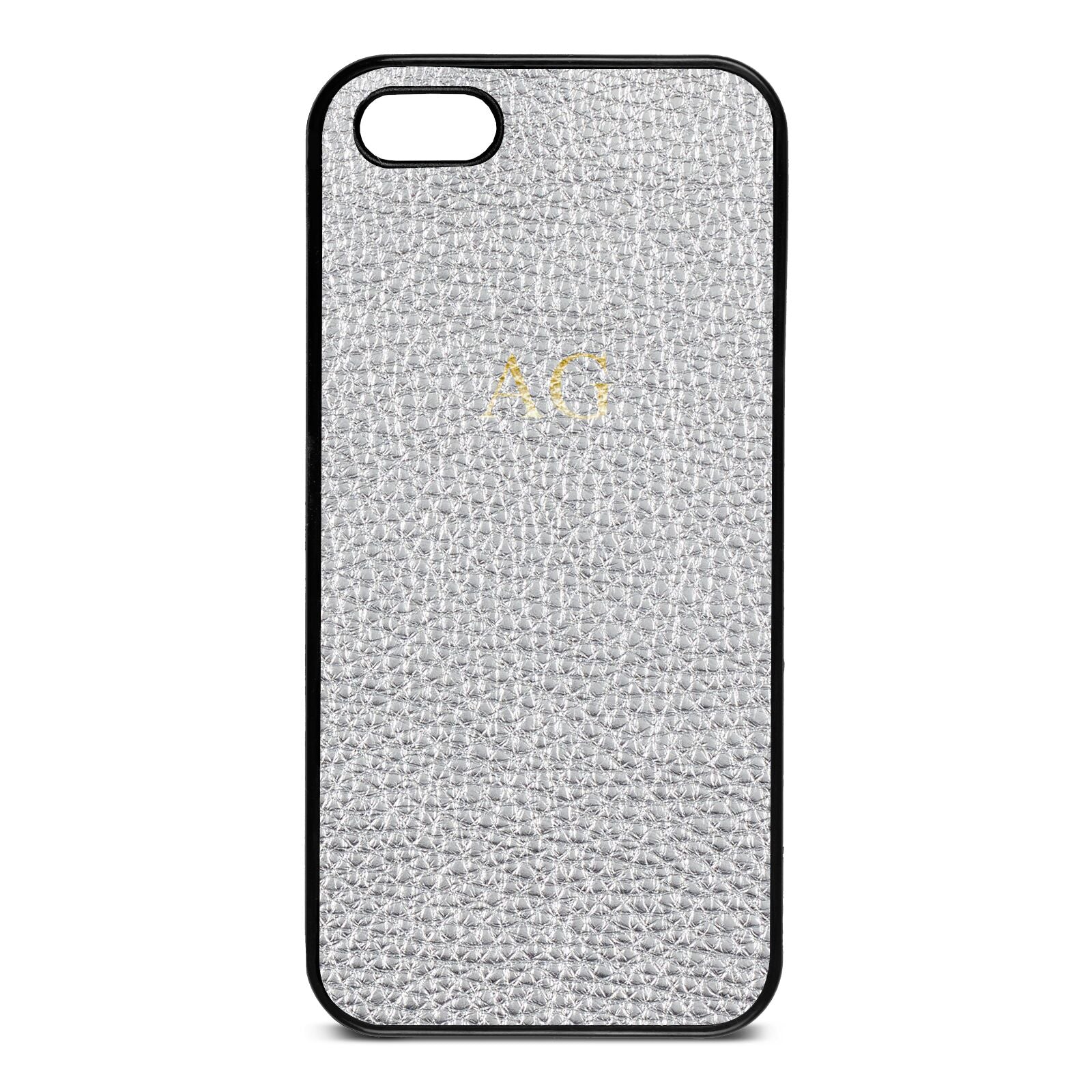 Personalised Silver Pebble Leather iPhone 5 Case