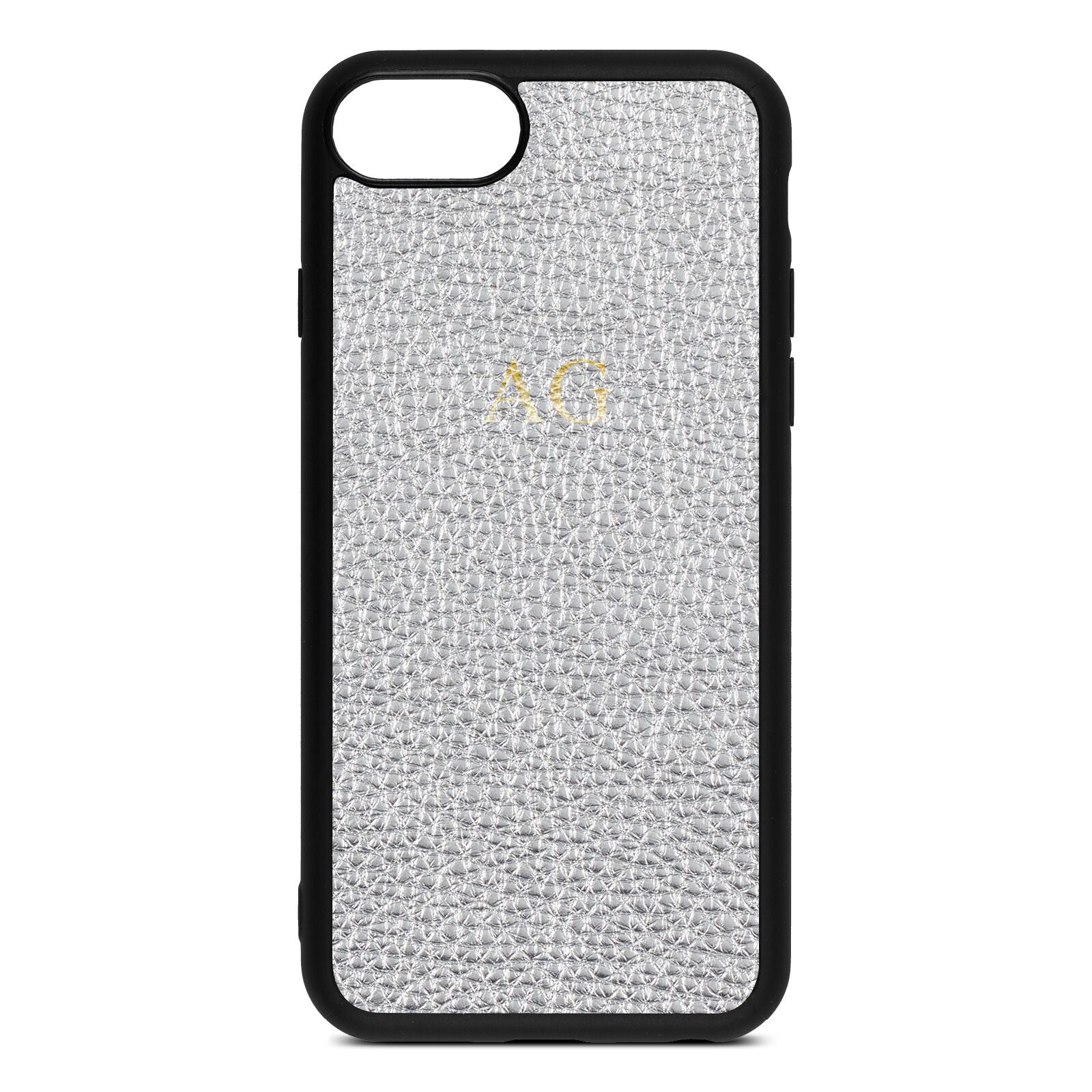 Personalised Silver Pebble Leather iPhone 8 Case