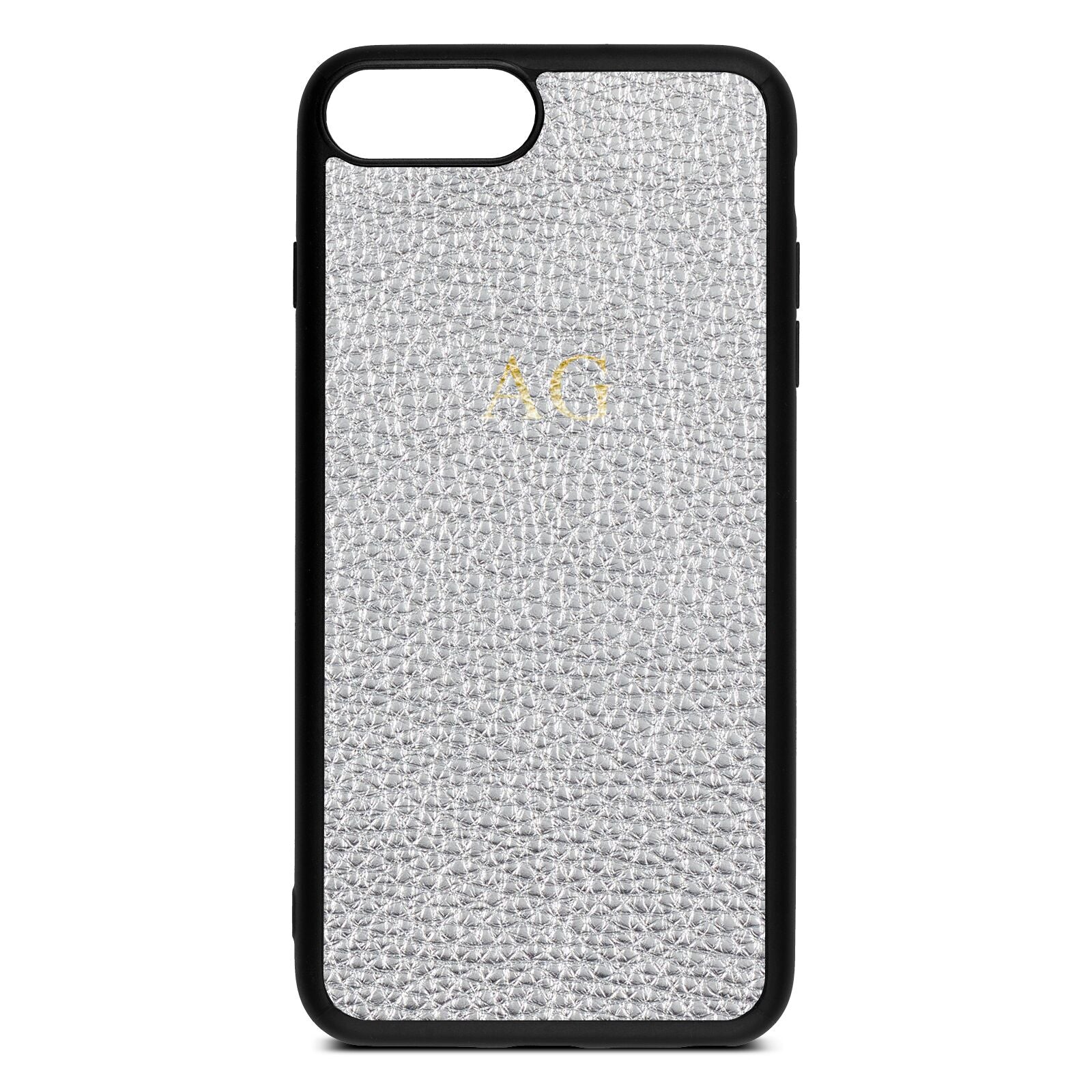 Personalised Silver Pebble Leather iPhone 8 Plus Case