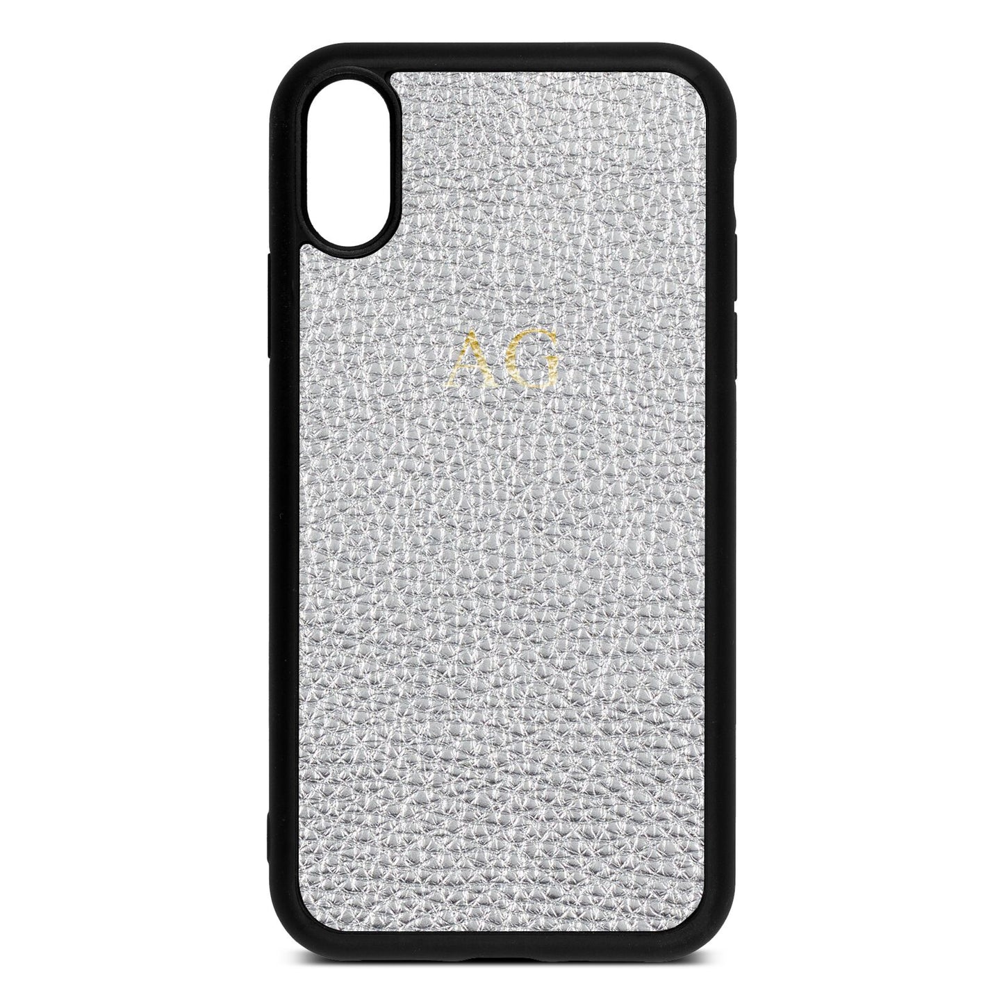 Personalised Silver Pebble Leather iPhone Xr Case