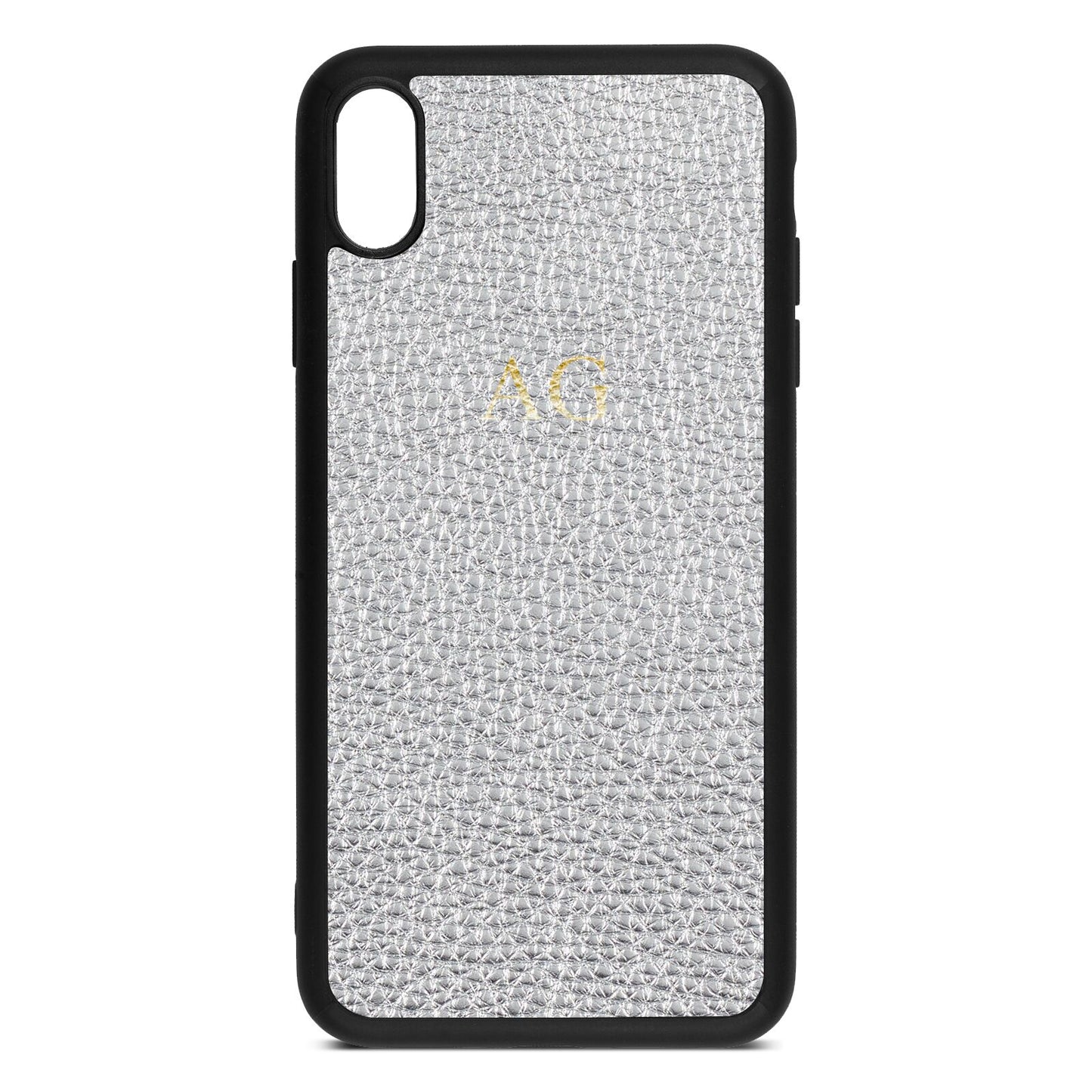 Personalised Silver Pebble Leather iPhone Xs Max Case