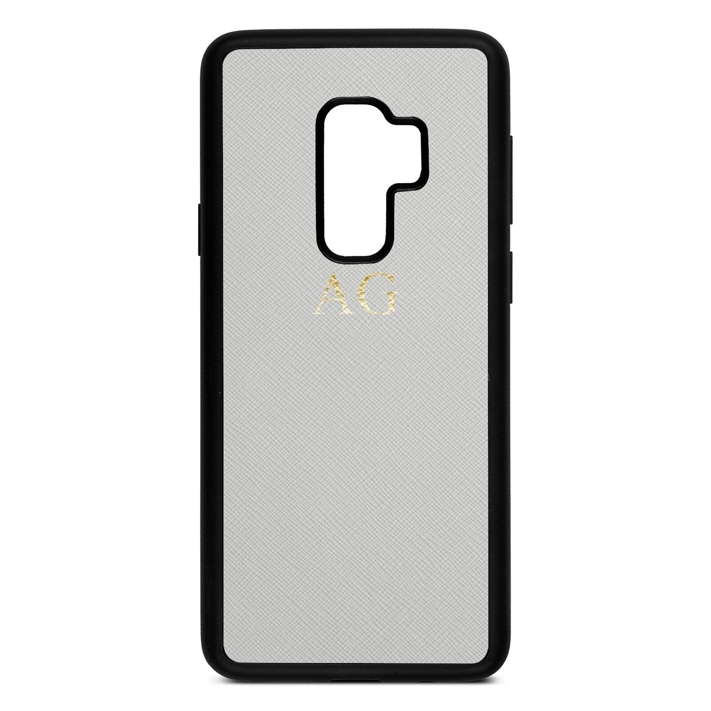 Personalised Silver Saffiano Leather Samsung S9 Plus Case