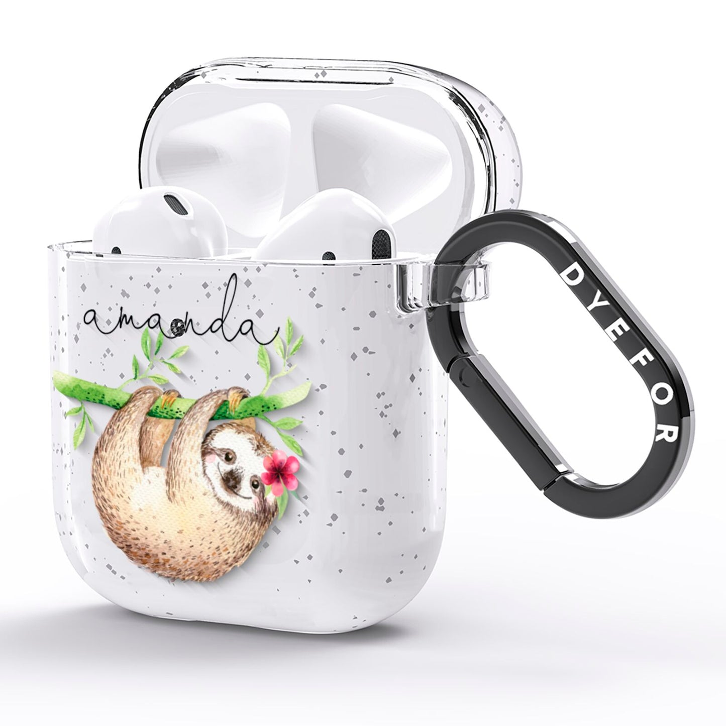 Personalised Sloth AirPods Glitter Case Side Image