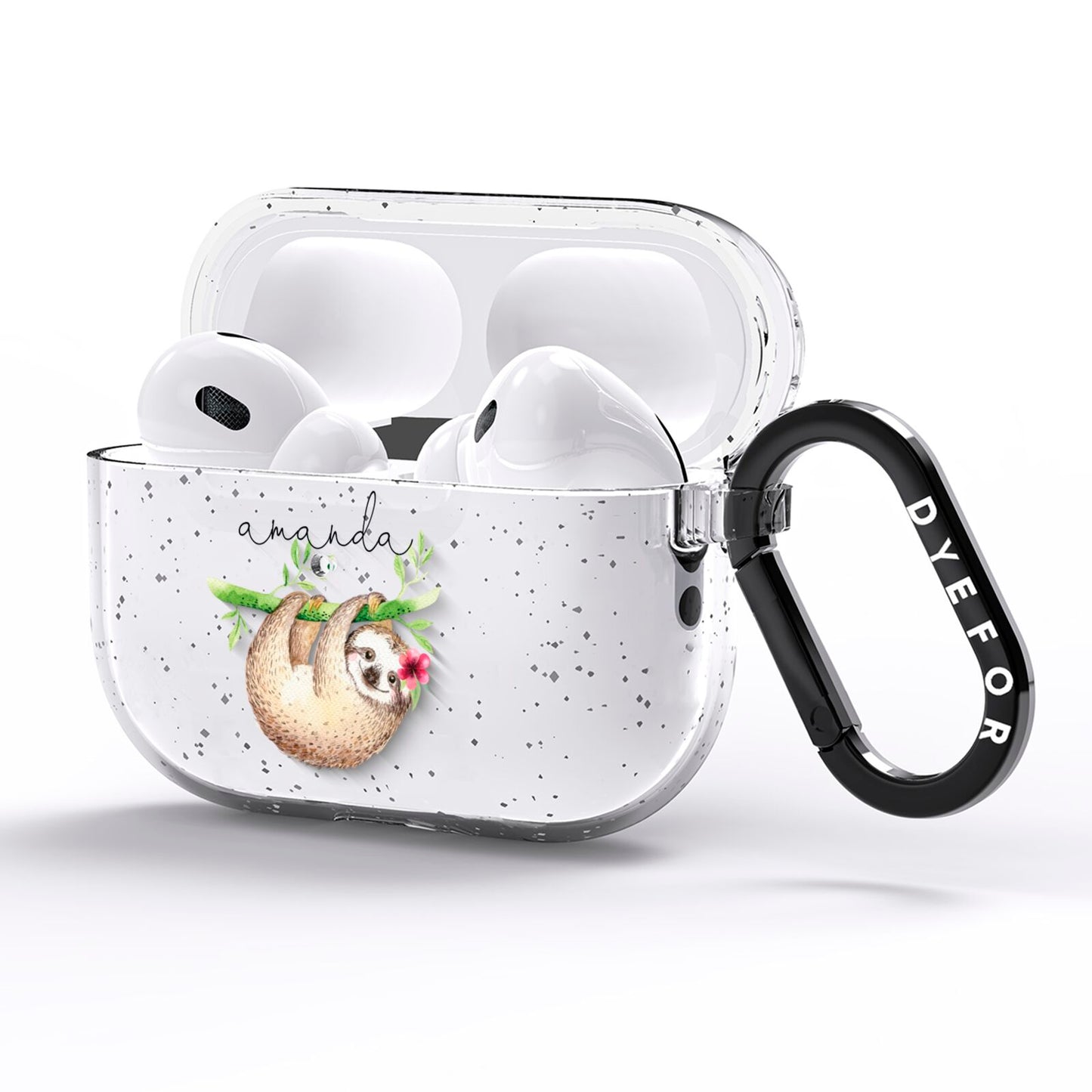 Personalised Sloth AirPods Pro Glitter Case Side Image