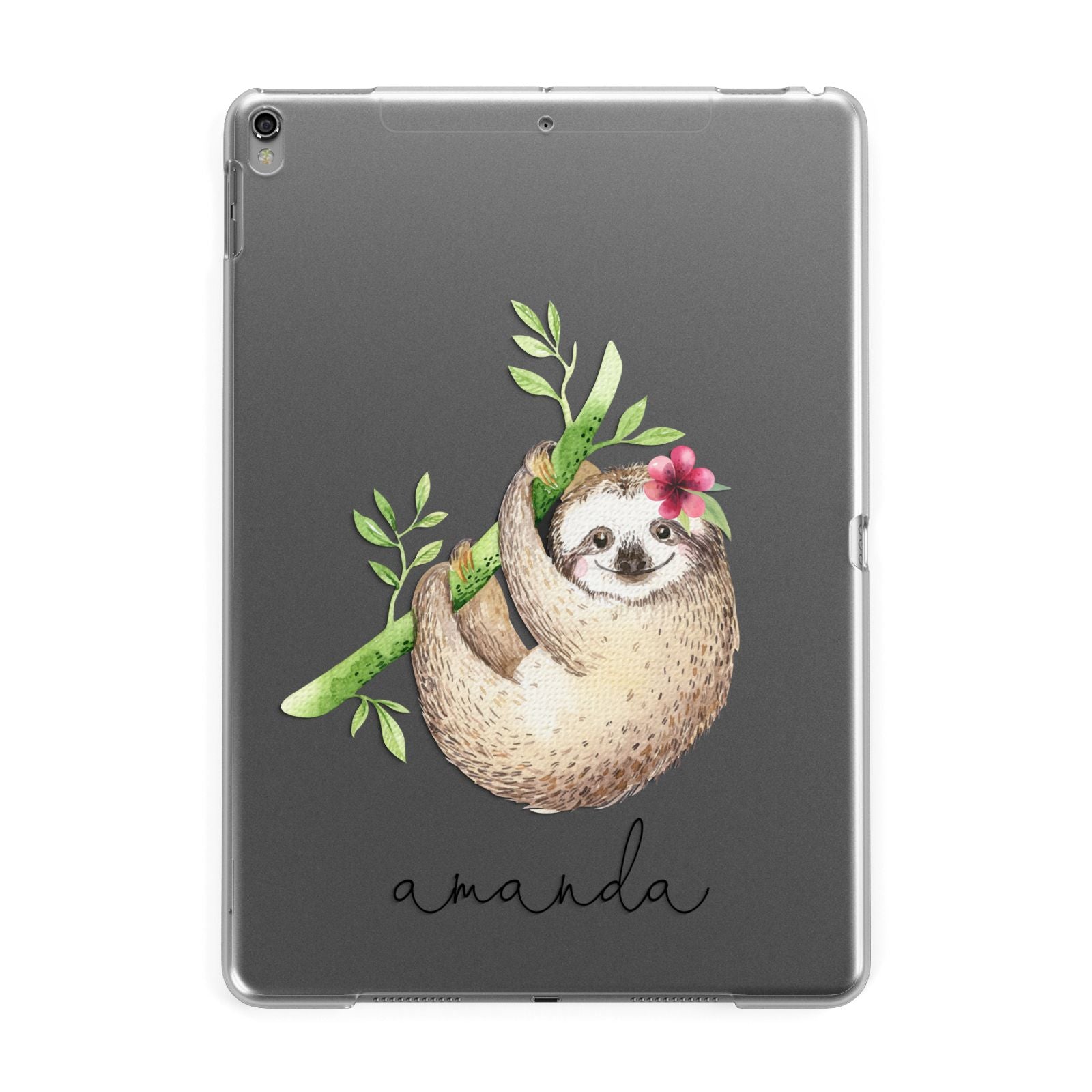 Personalised Sloth Apple iPad Grey Case