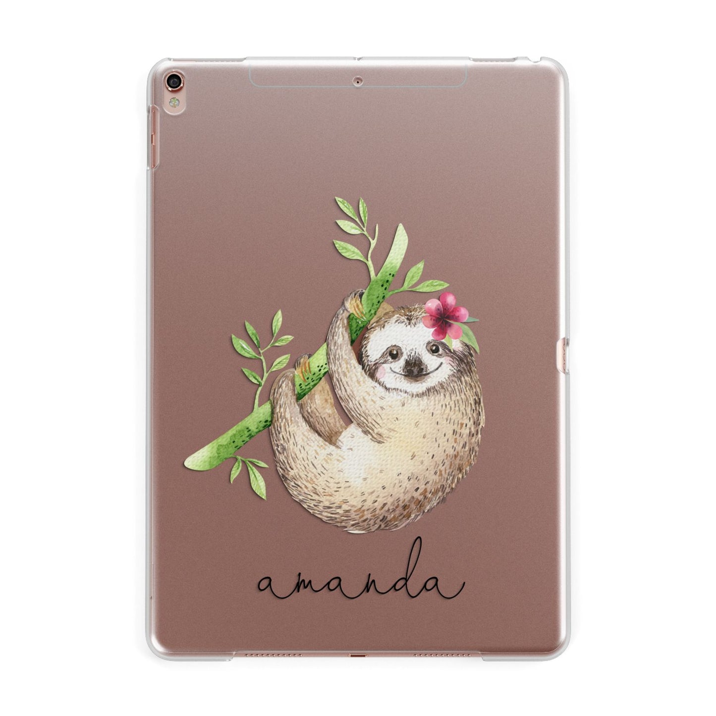 Personalised Sloth Apple iPad Rose Gold Case