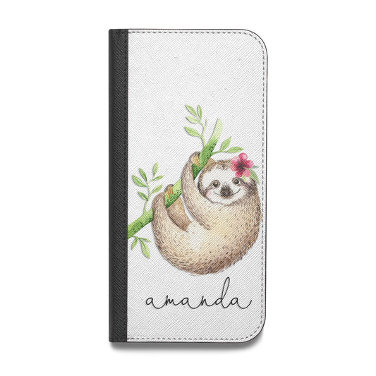 Personalised Sloth Vegan Leather Flip iPhone Case