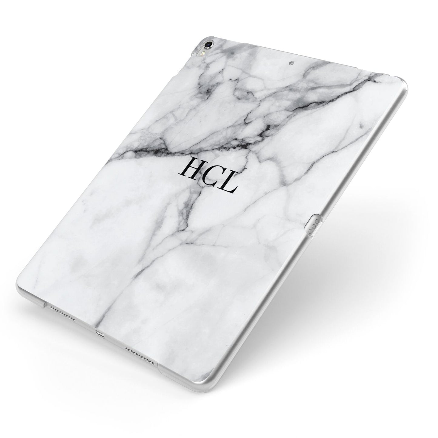 Personalised Small Marble Initials Custom Apple iPad Case on Silver iPad Side View