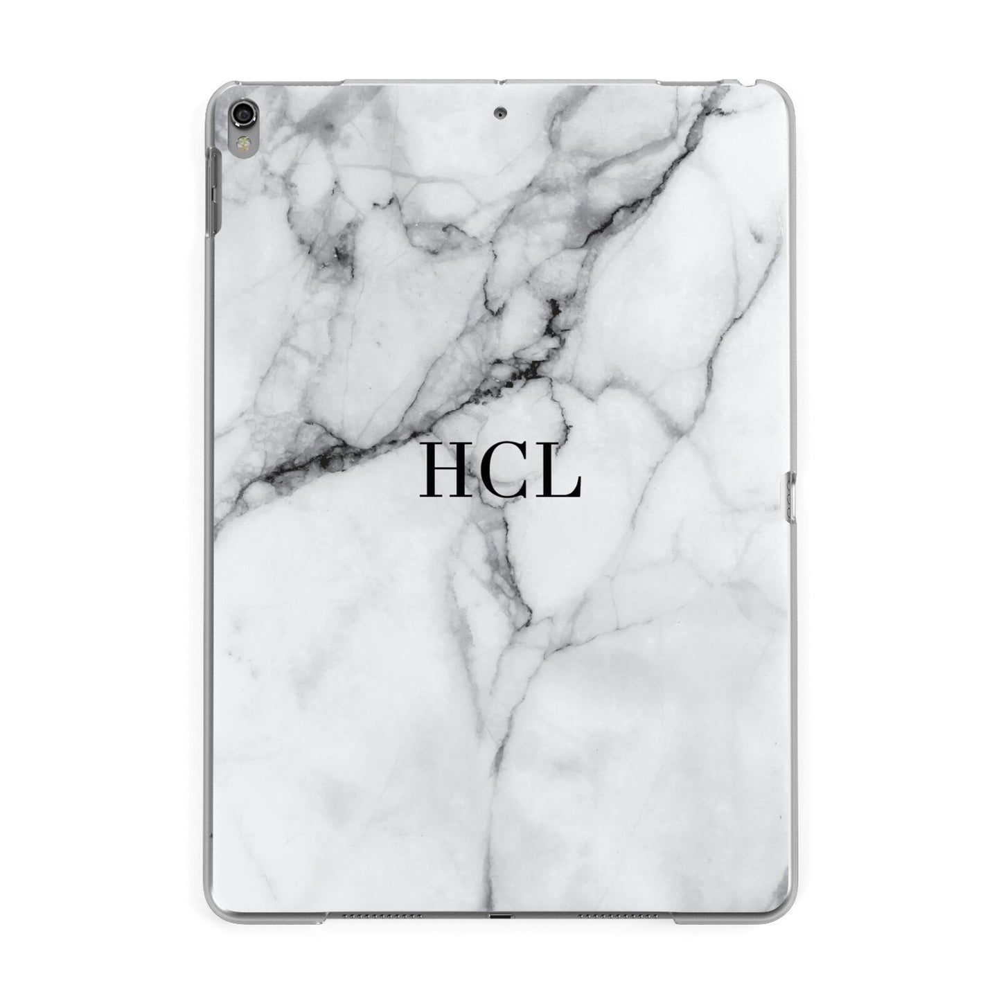 Personalised Small Marble Initials Custom Apple iPad Grey Case