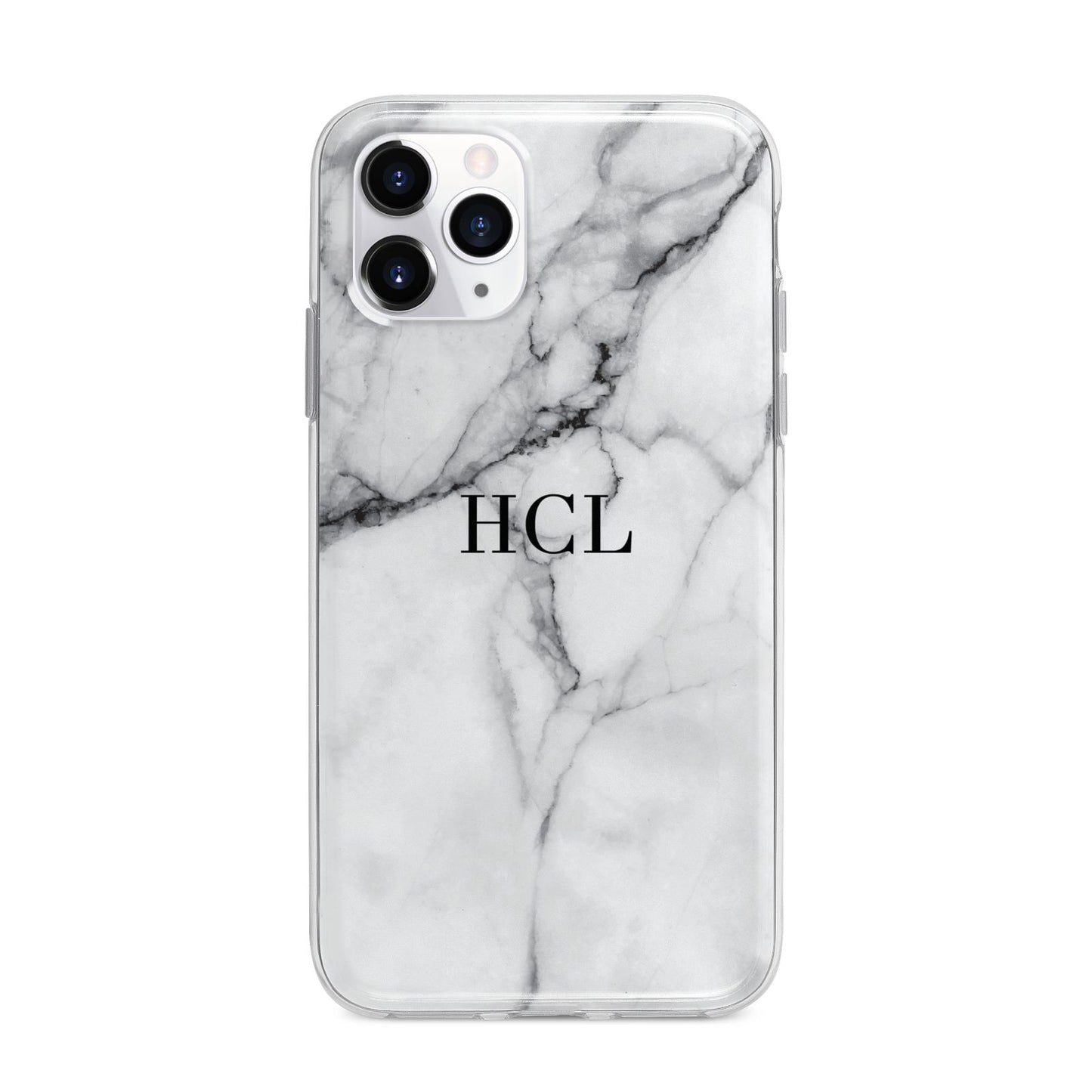 Personalised Small Marble Initials Custom Apple iPhone 11 Pro Max in Silver with Bumper Case