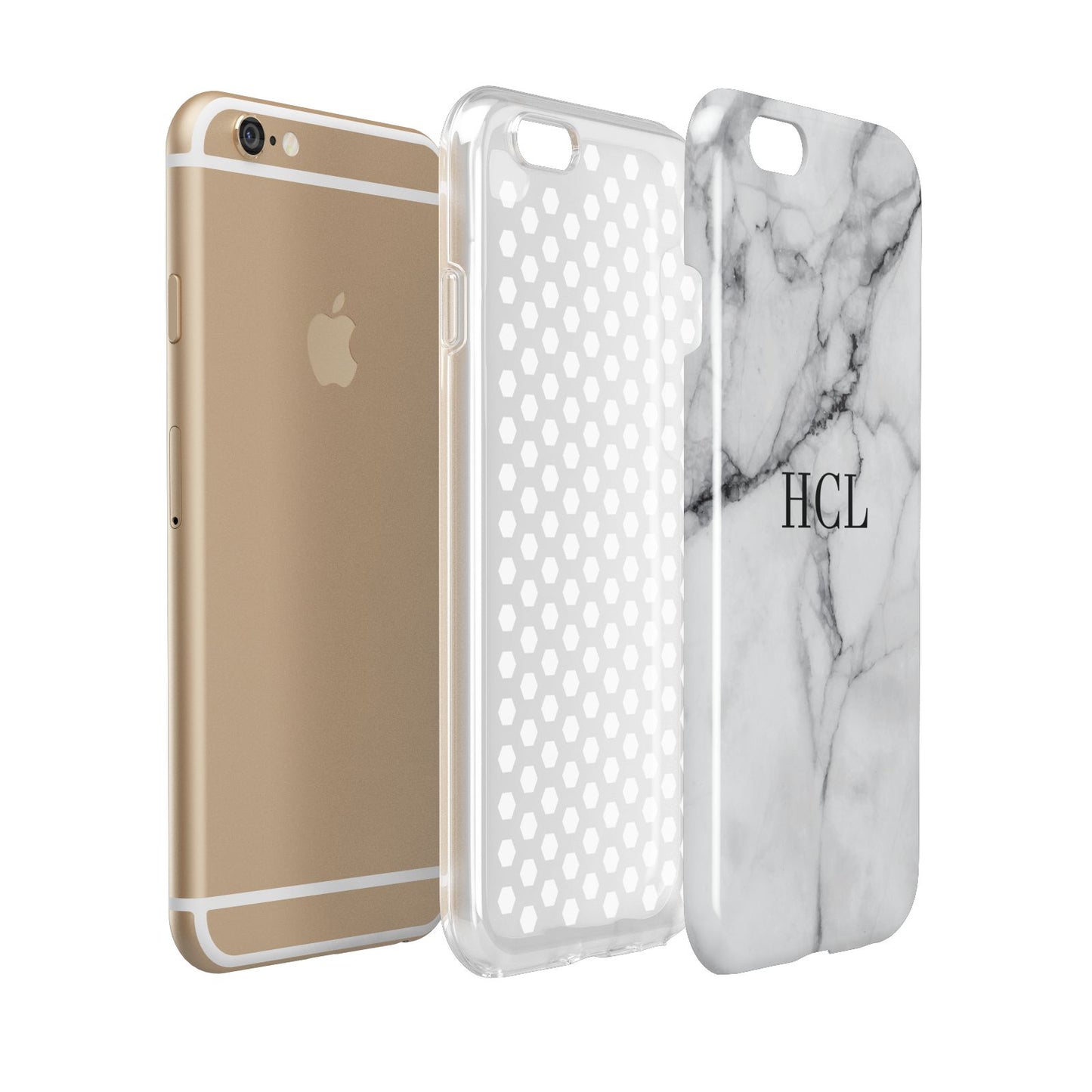 Personalised Small Marble Initials Custom Apple iPhone 6 3D Tough Case Expanded view