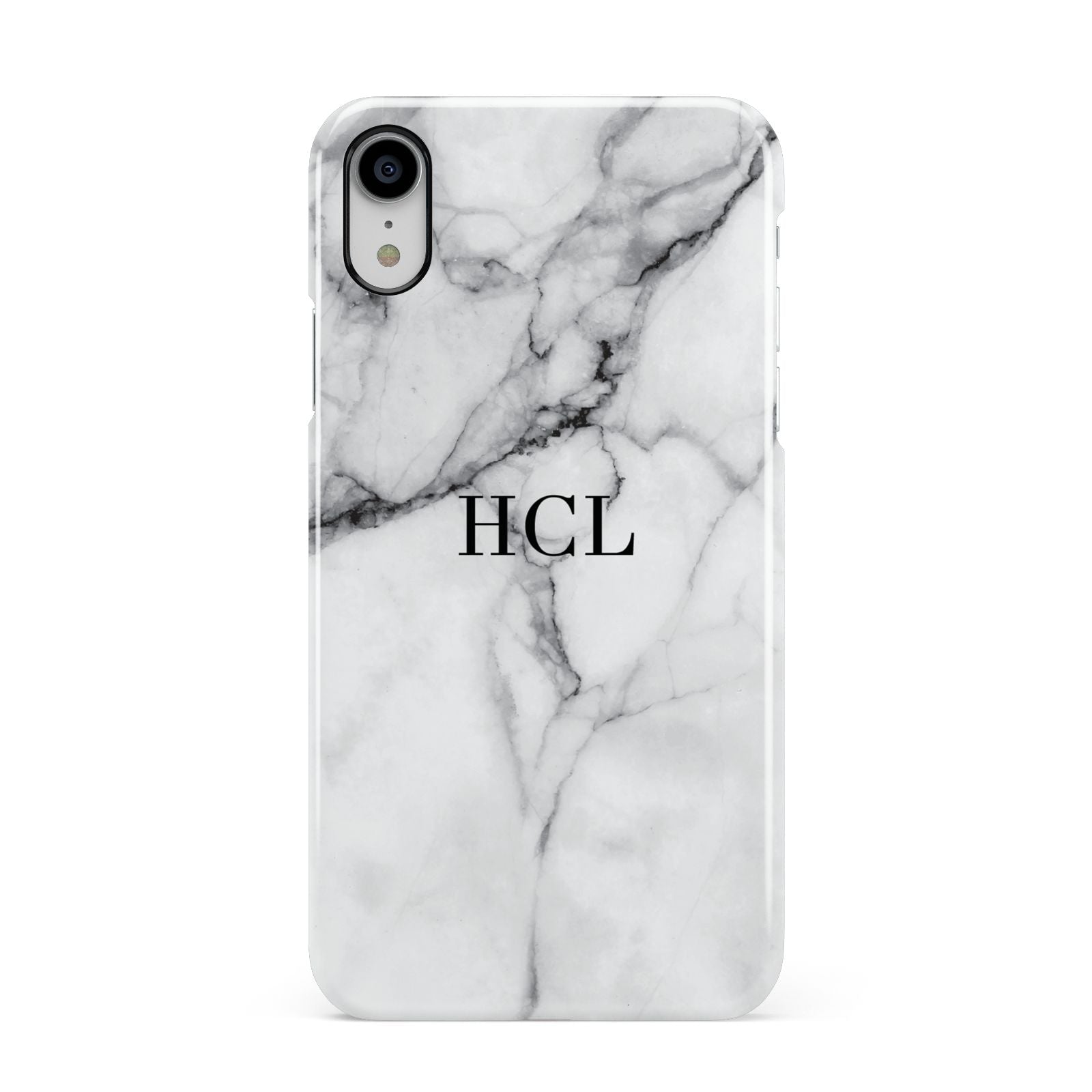 Personalised Small Marble Initials Custom Apple iPhone XR White 3D Snap Case