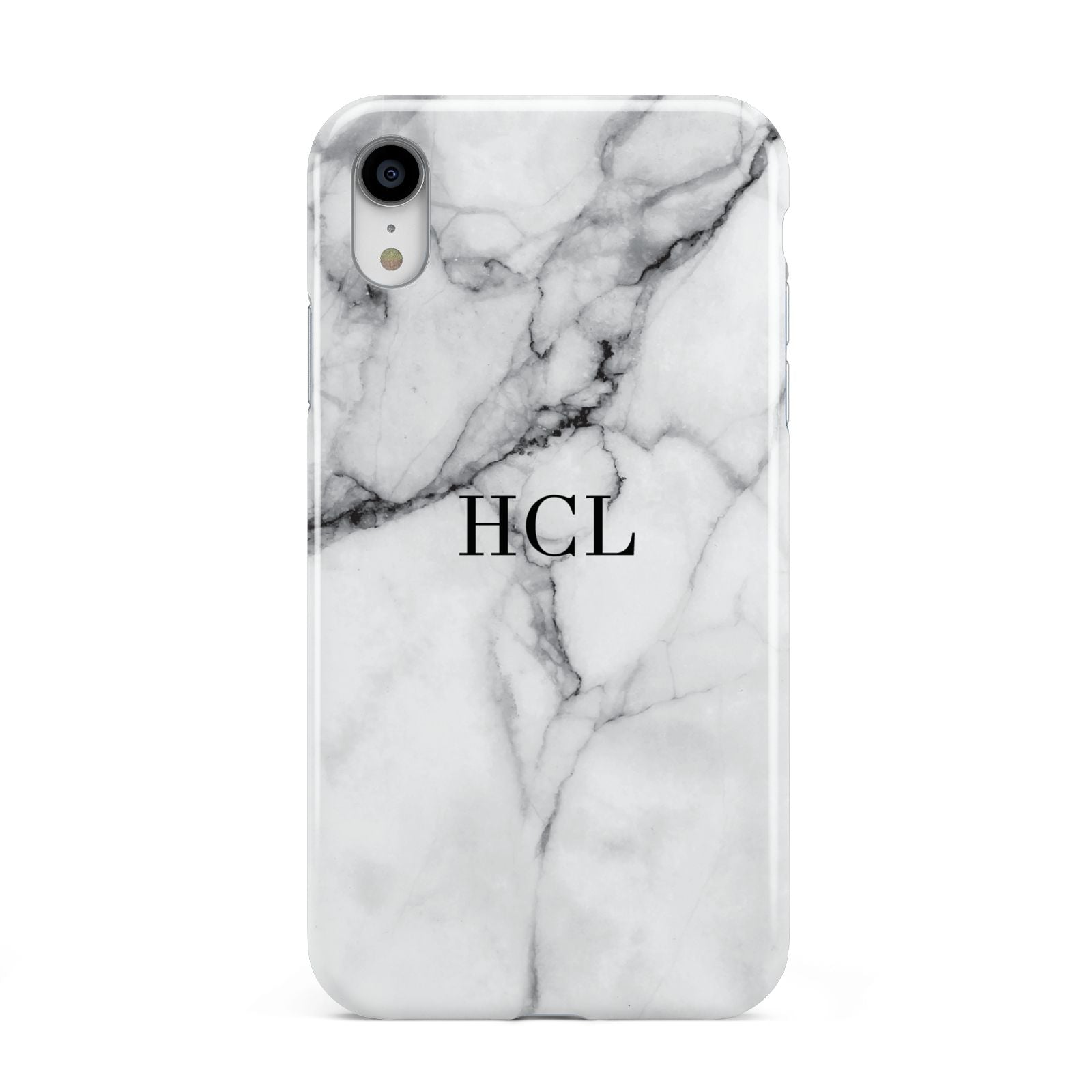 Personalised Small Marble Initials Custom Apple iPhone XR White 3D Tough Case