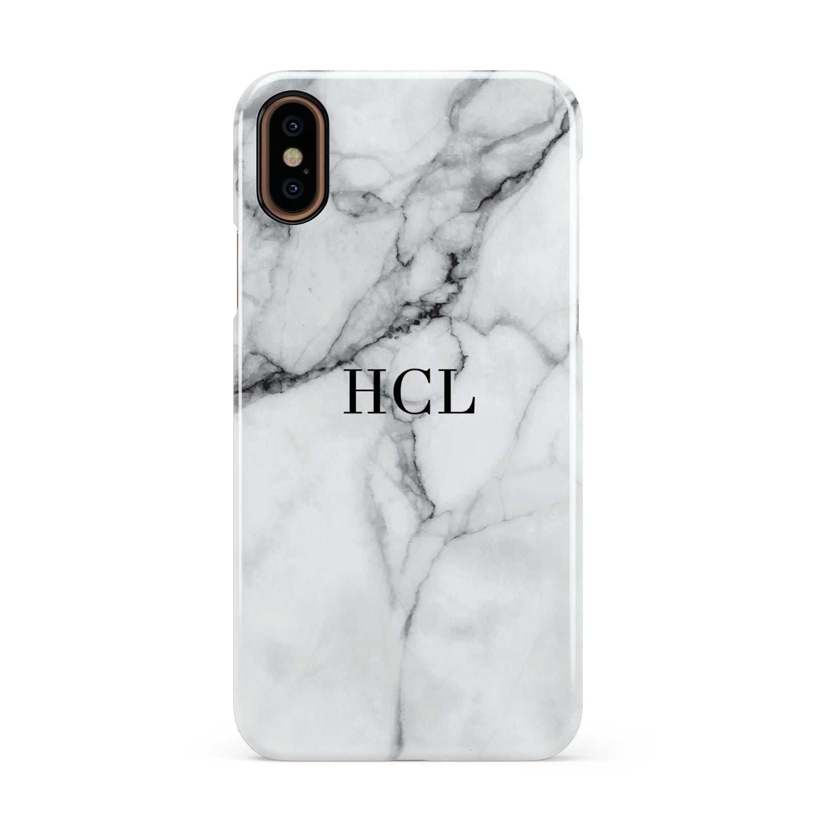 Personalised Small Marble Initials Custom Apple iPhone XS 3D Snap Case