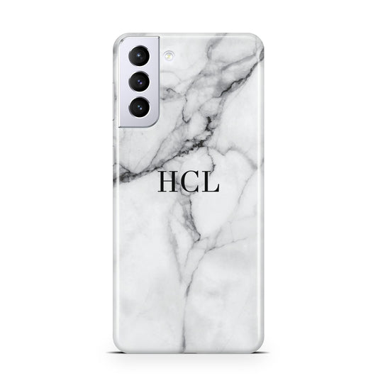 Personalised Small Marble Initials Custom Samsung S21 Plus Phone Case