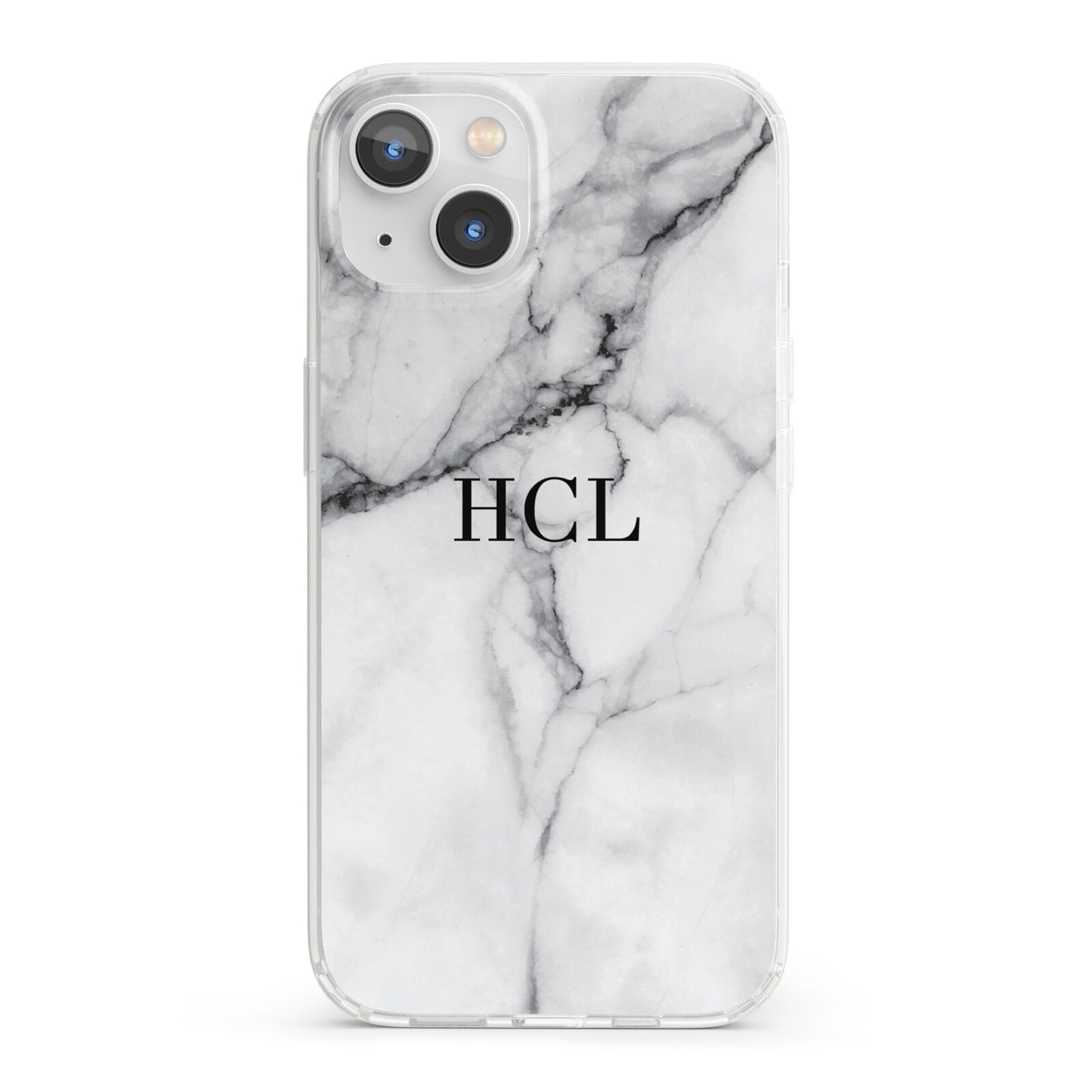 Personalised Small Marble Initials Custom iPhone 13 Clear Bumper Case