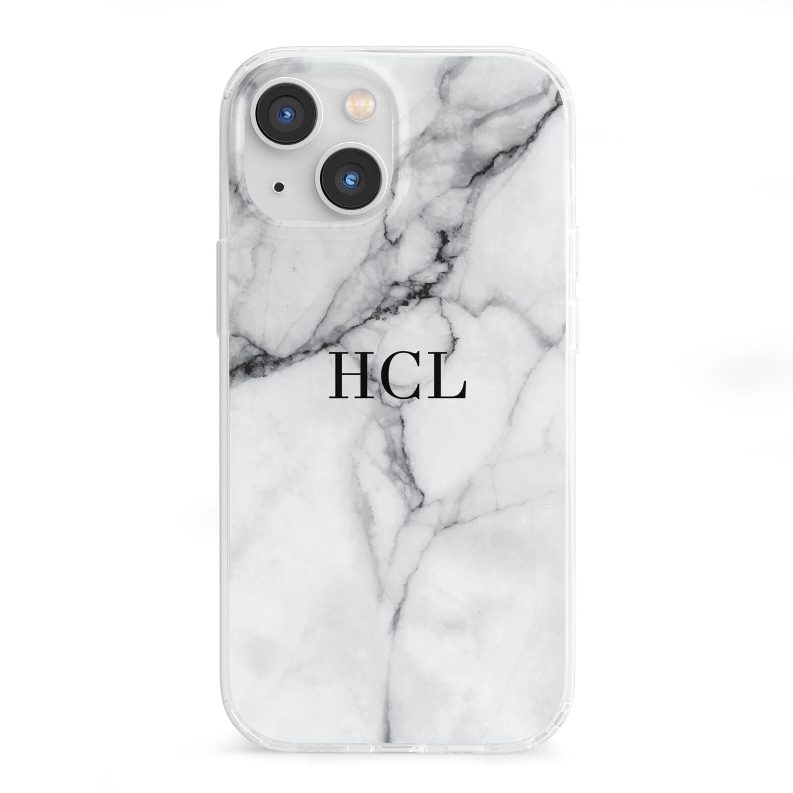 Personalised Small Marble Initials Custom iPhone 13 Mini Clear Bumper Case