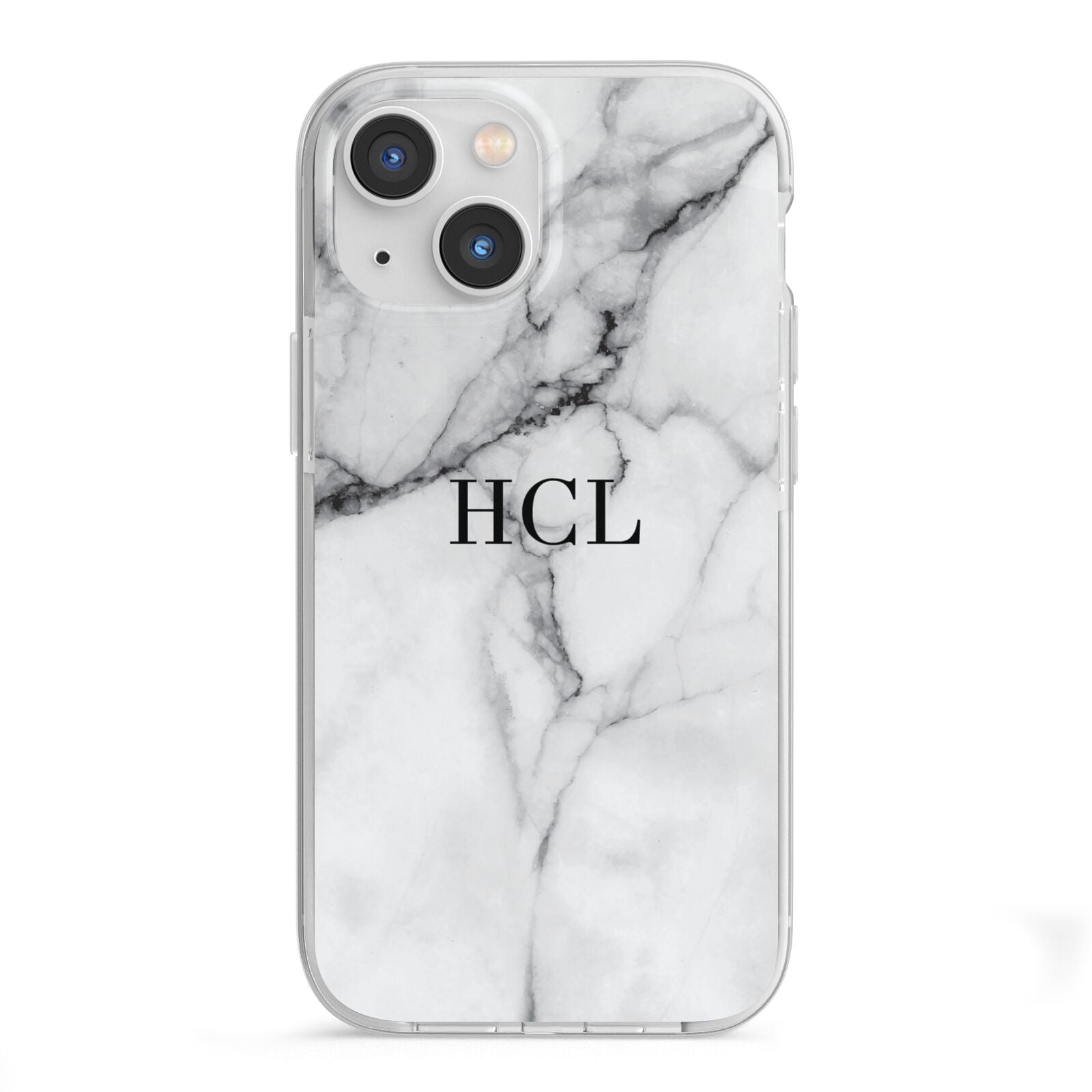 Personalised Small Marble Initials Custom iPhone 13 Mini TPU Impact Case with White Edges