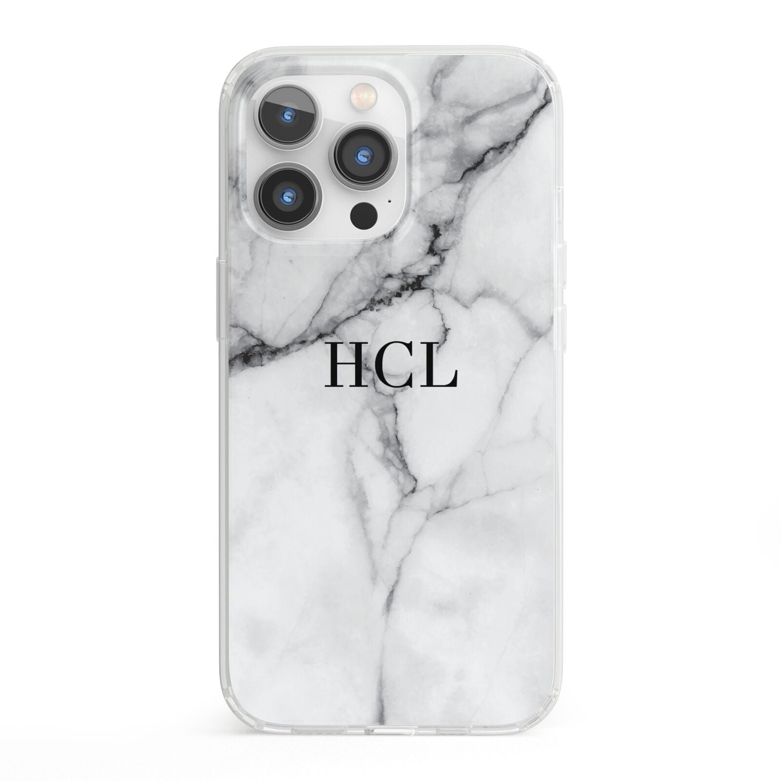 Personalised Small Marble Initials Custom iPhone 13 Pro Clear Bumper Case