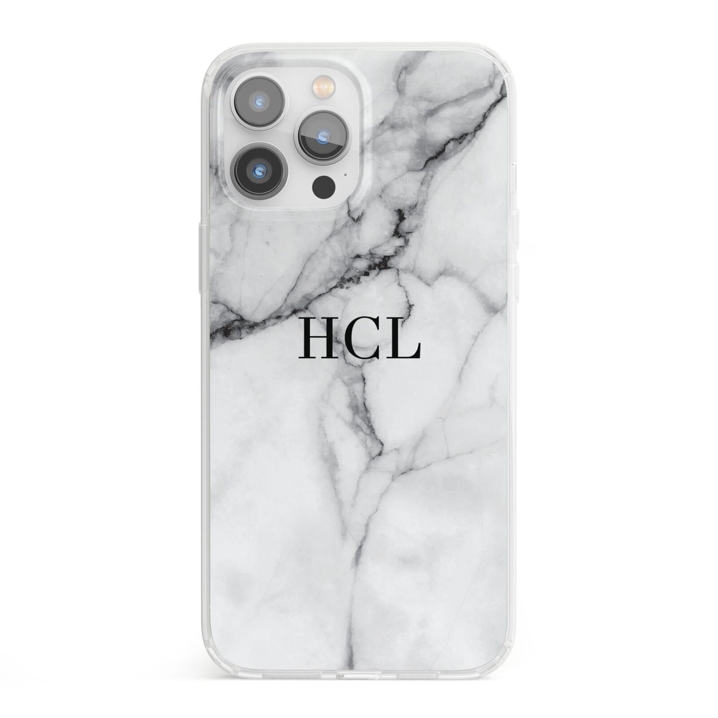 Personalised Small Marble Initials Custom iPhone 13 Pro Max Clear Bumper Case