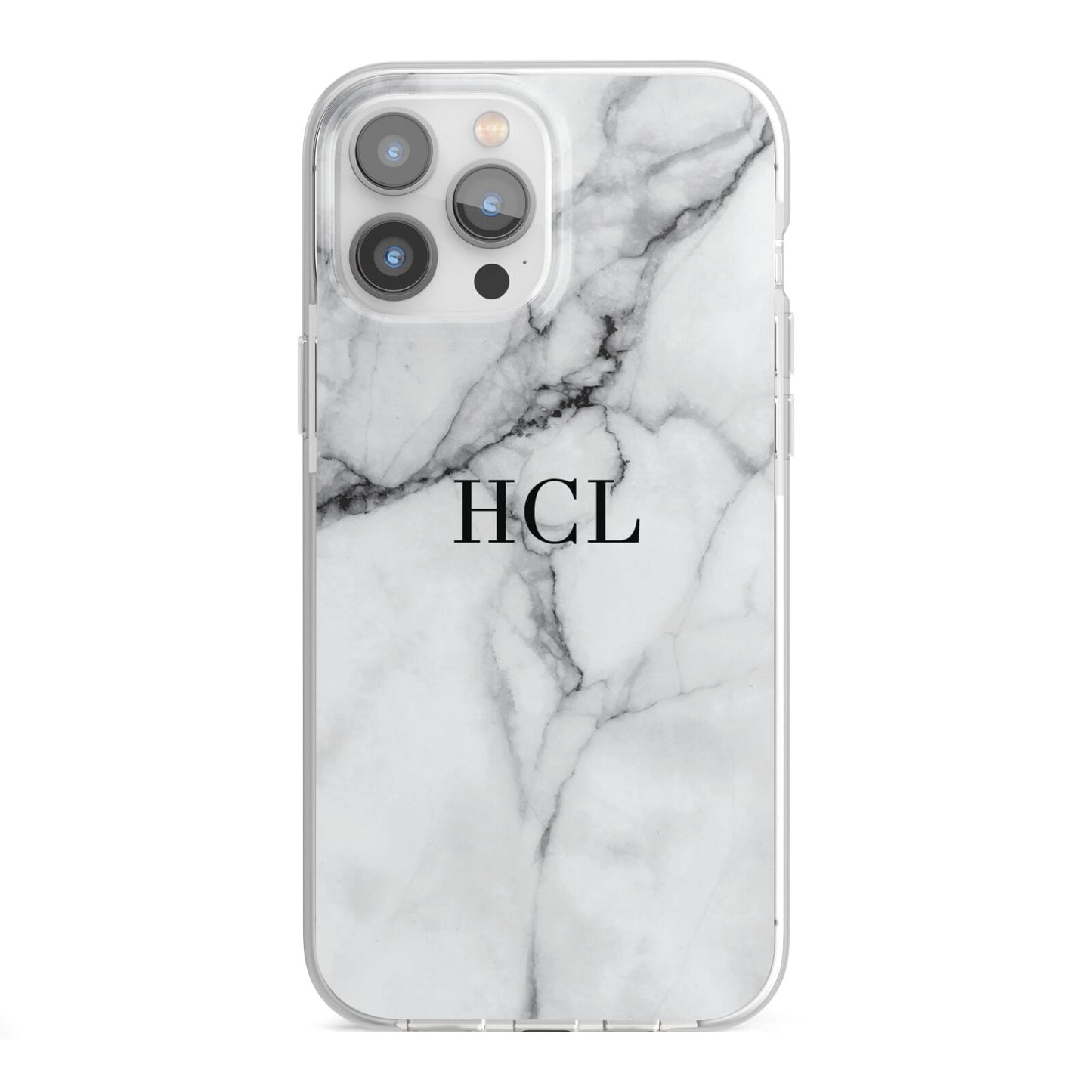 Personalised Small Marble Initials Custom iPhone 13 Pro Max TPU Impact Case with White Edges