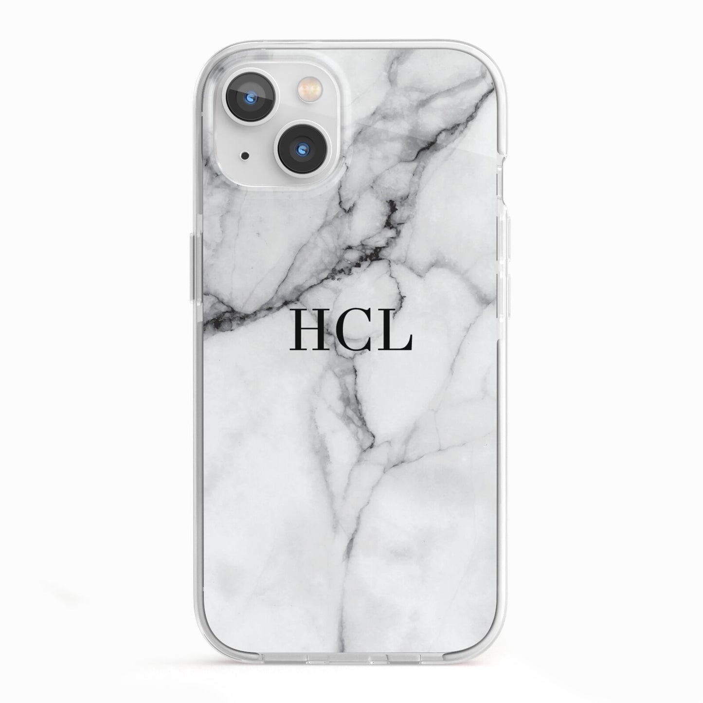 Personalised Small Marble Initials Custom iPhone 13 TPU Impact Case with White Edges