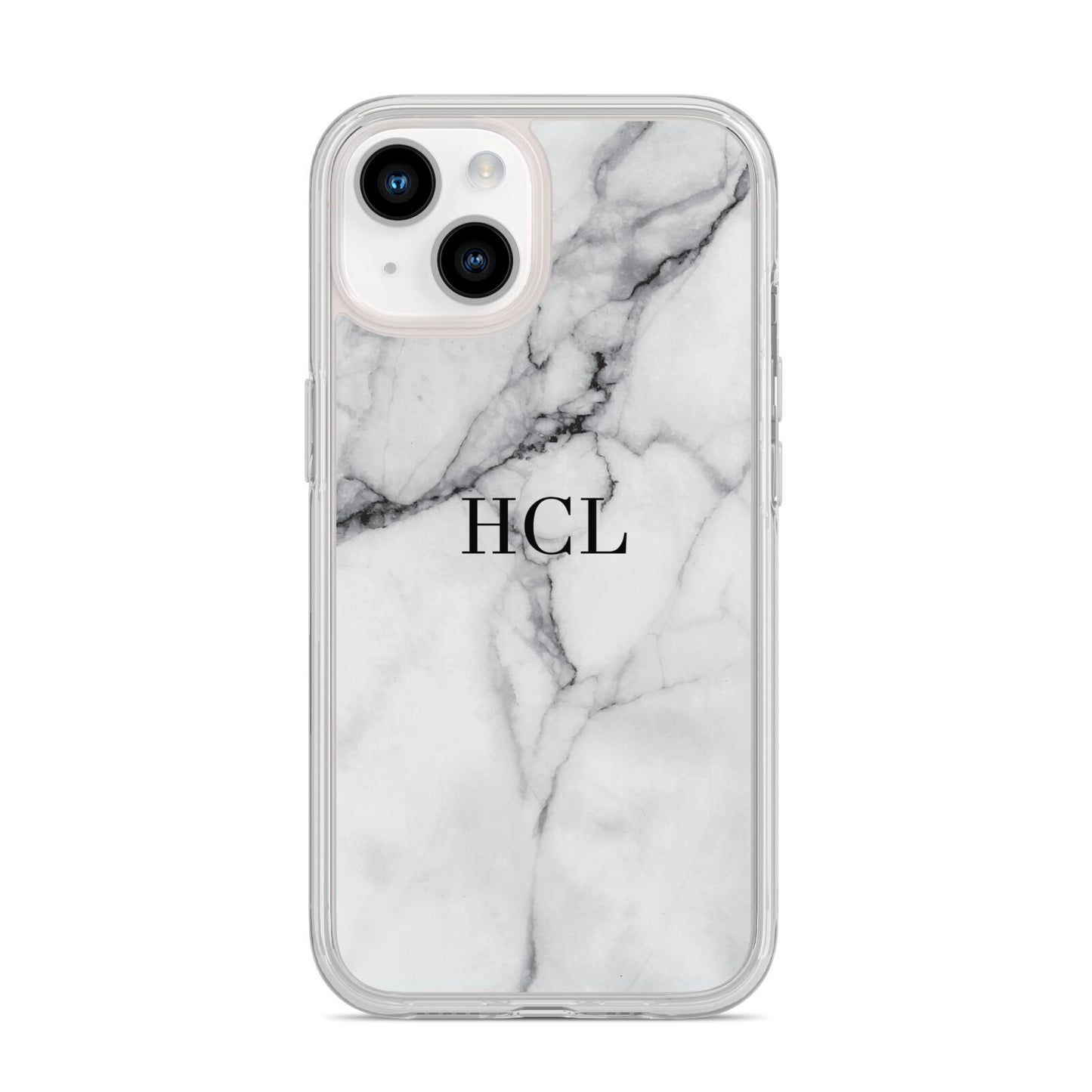 Personalised Small Marble Initials Custom iPhone 14 Clear Tough Case Starlight