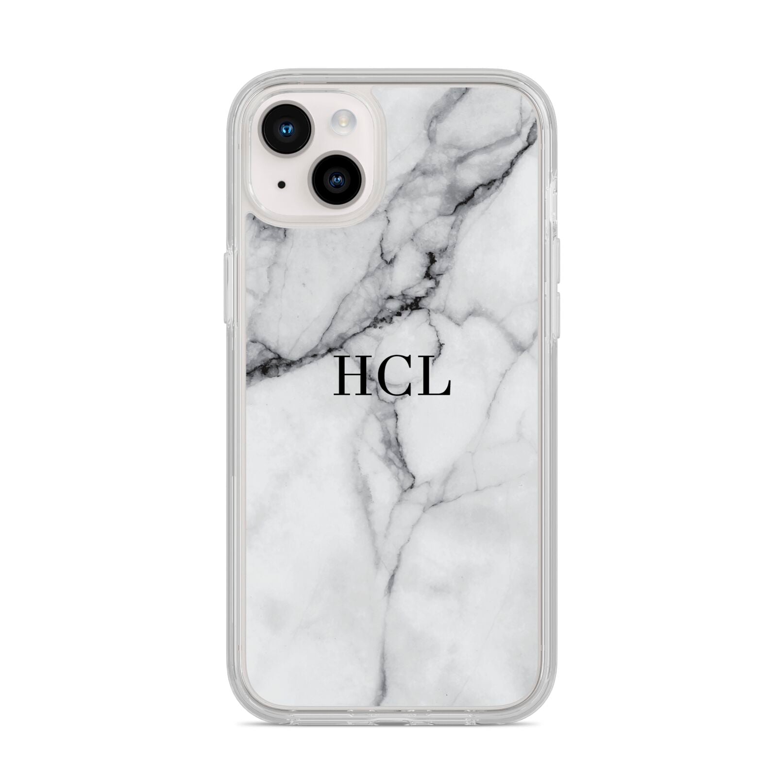 Personalised Small Marble Initials Custom iPhone 14 Plus Clear Tough Case Starlight