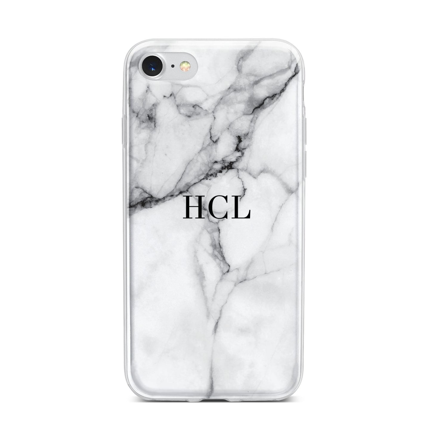 Personalised Small Marble Initials Custom iPhone 7 Bumper Case on Silver iPhone