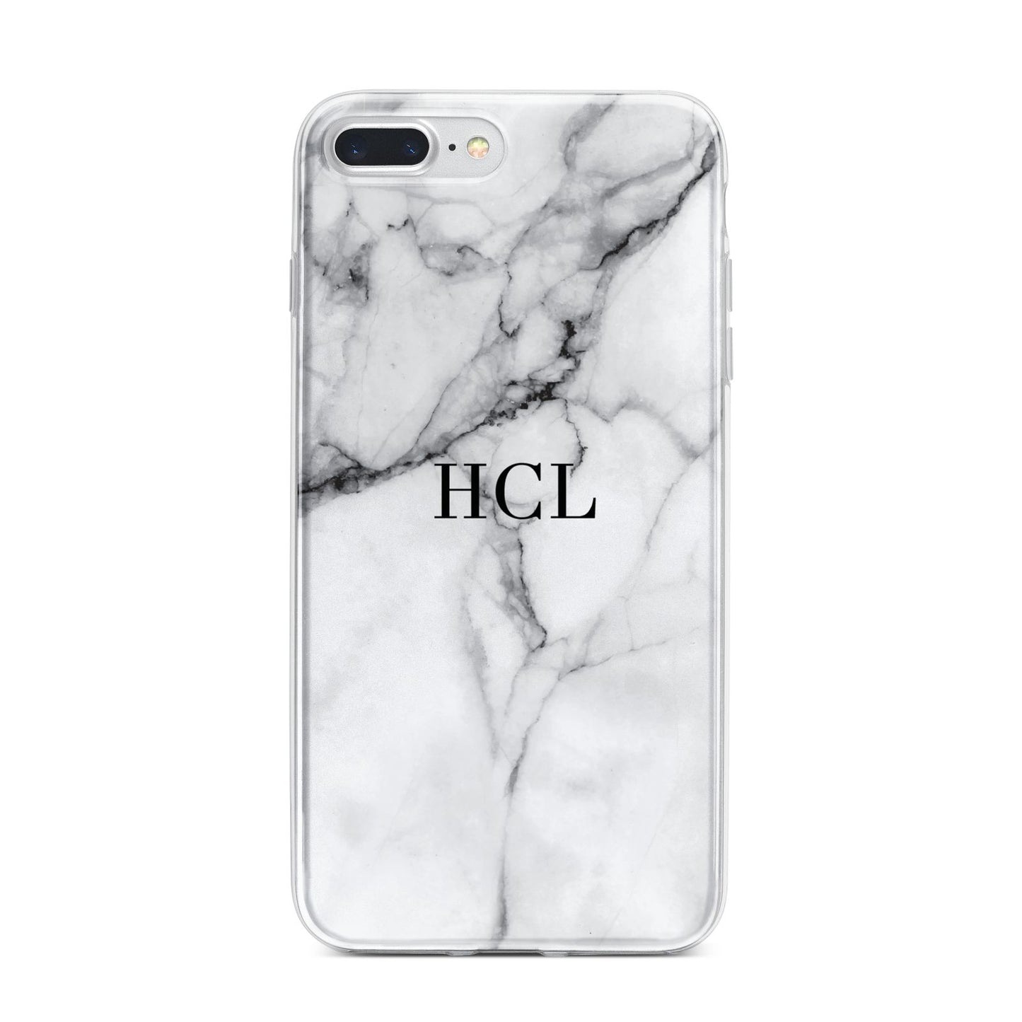 Personalised Small Marble Initials Custom iPhone 7 Plus Bumper Case on Silver iPhone