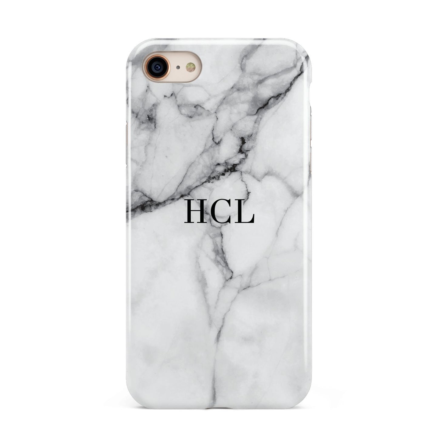 Personalised Small Marble Initials Custom iPhone 8 3D Tough Case on Gold Phone